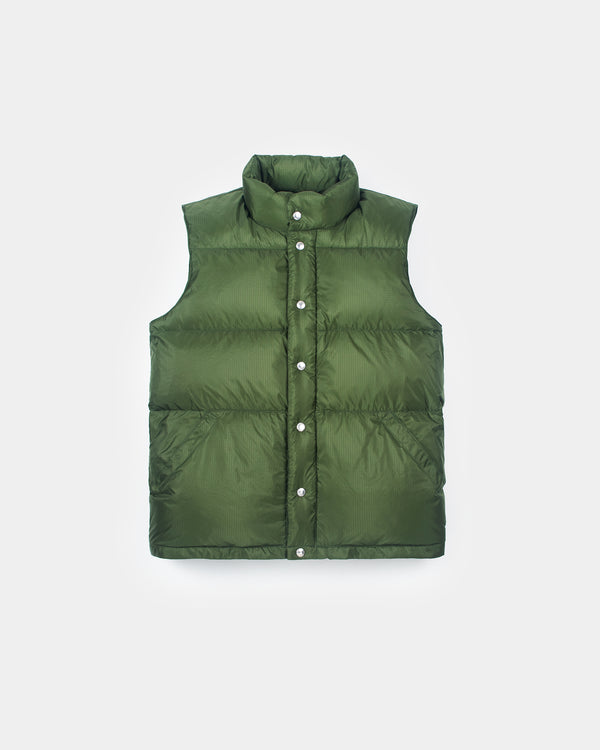 Crescent Down Works Down Italian Vest | Ripstop Nylon | Green