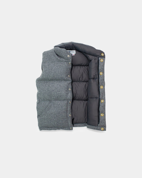 Down Italian Vest - Wool - Grey