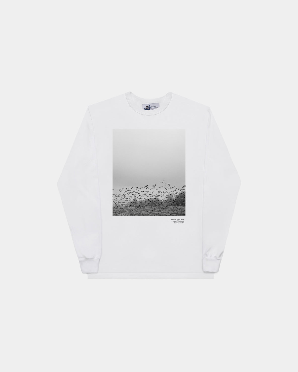 Long Sleeve T-Shirt - Flock of Geese - White