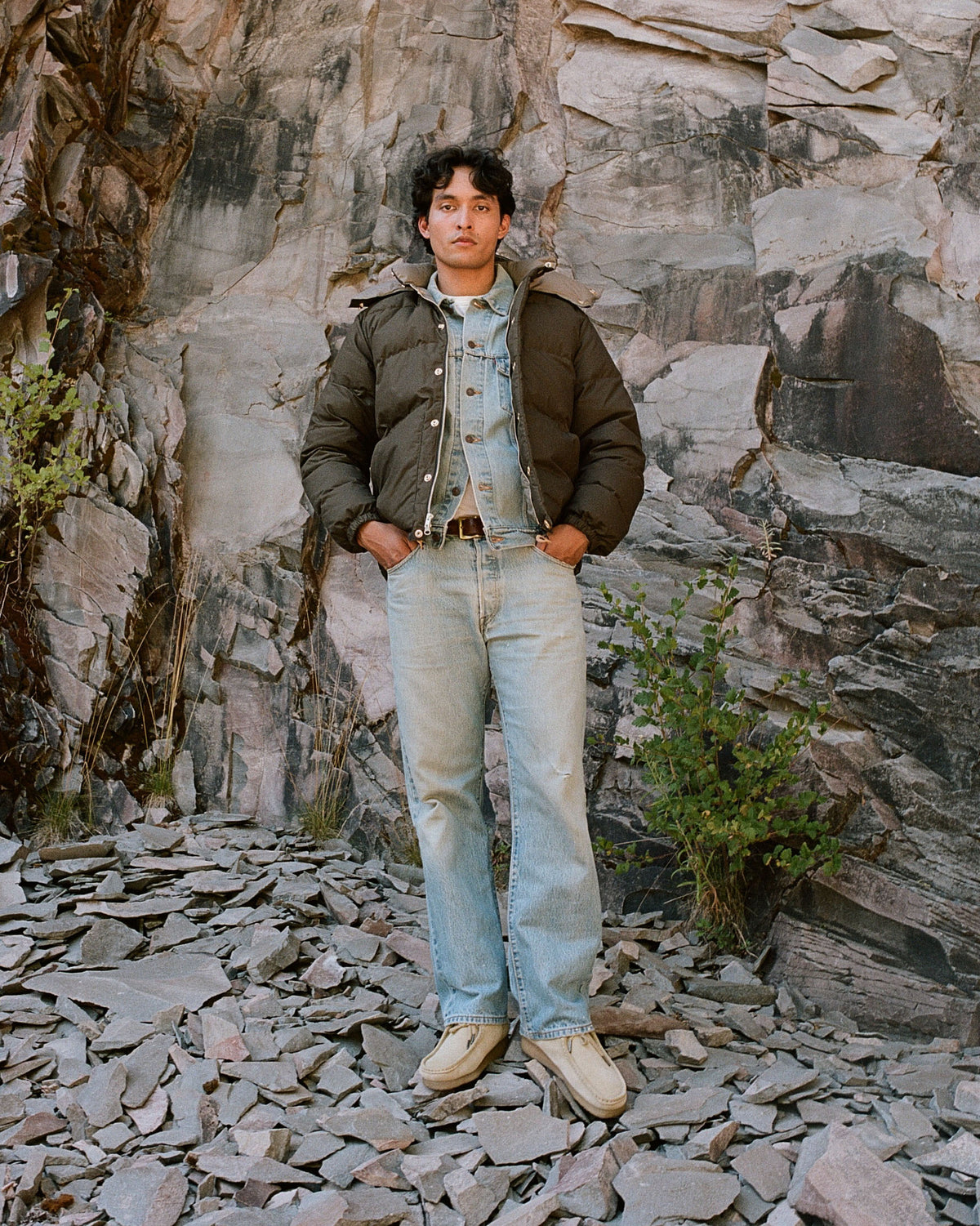 Down Sweater - Dry Wax Cotton - Vintage Black (Dark Brown)