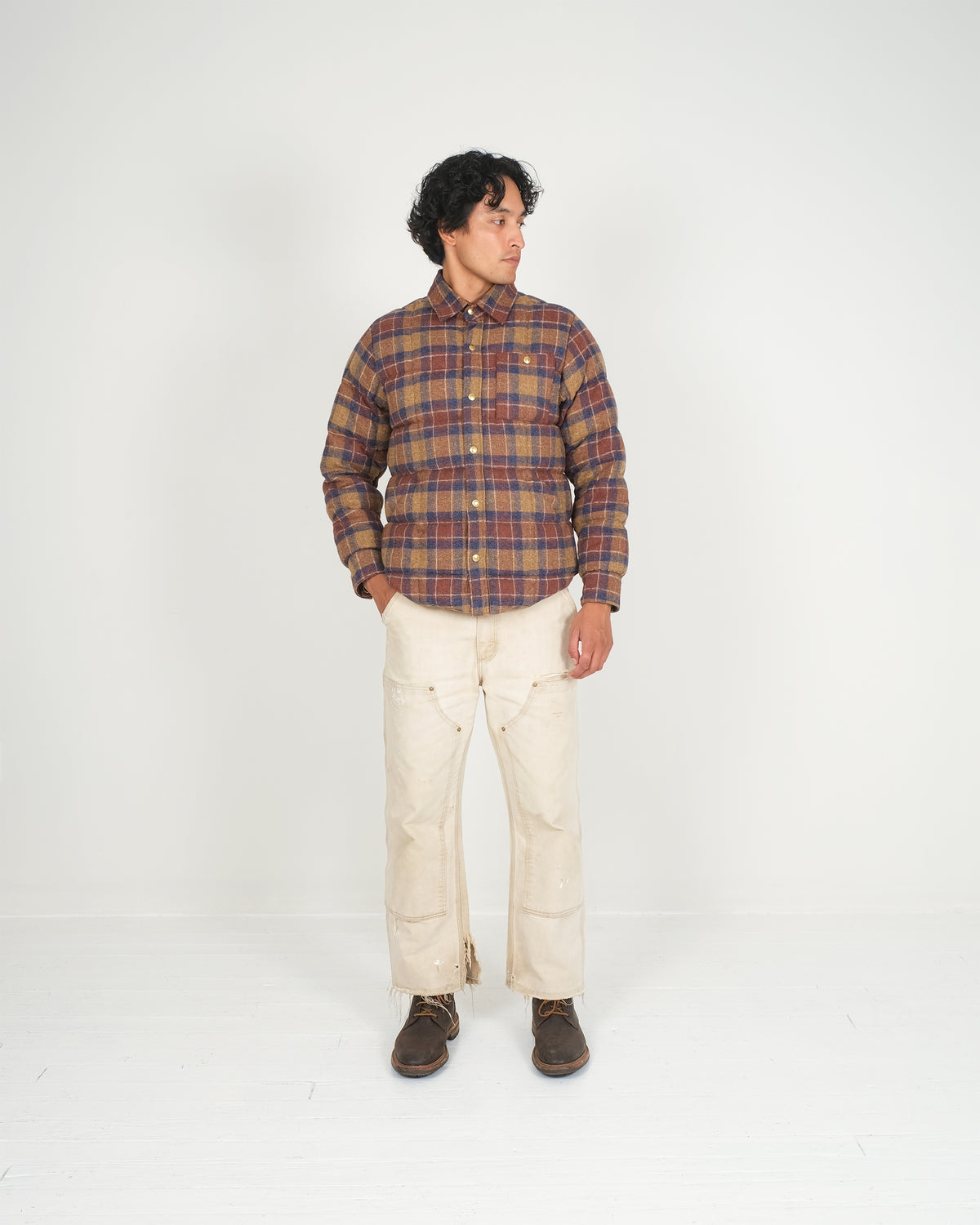 Down Shirt – Cotton Flannel - Brownstone Blue Plaid