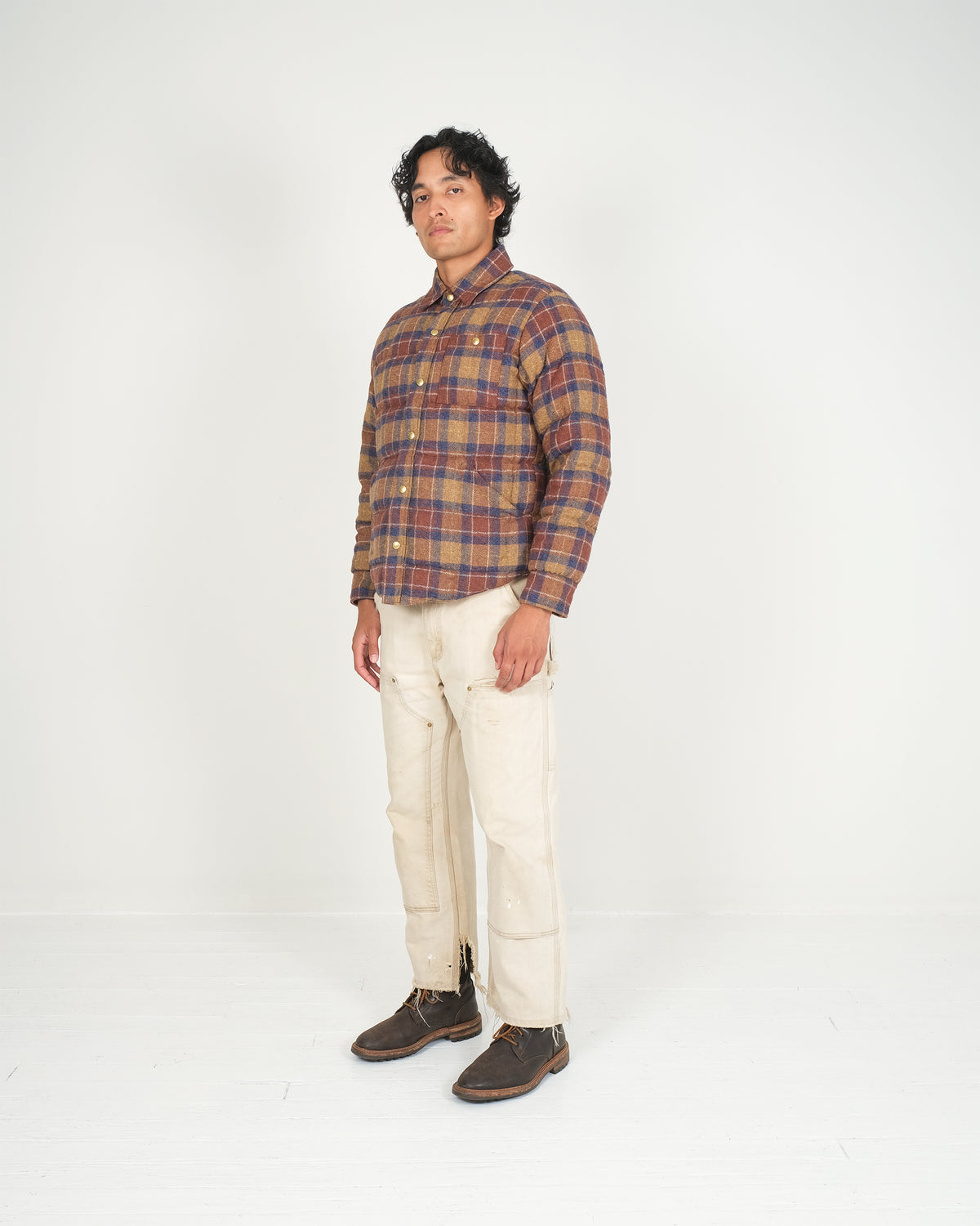 Down Shirt – Cotton Flannel - Brownstone Blue Plaid