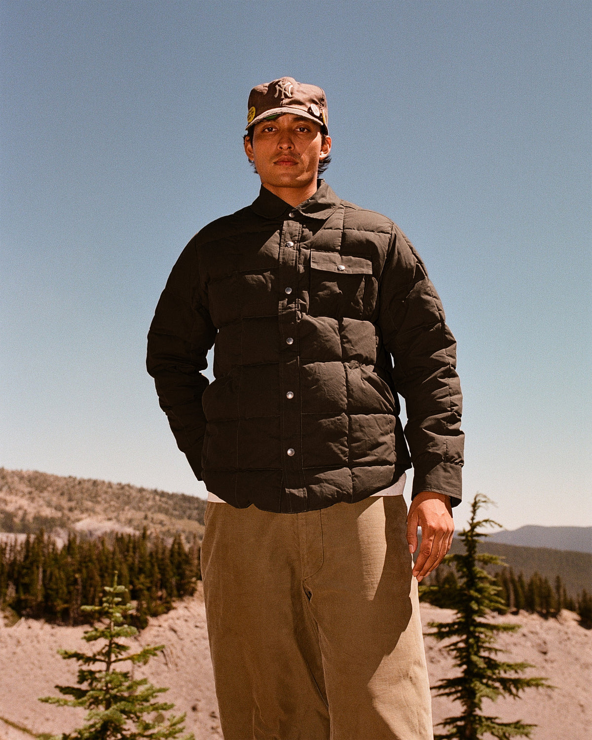 Down Shirt - Dry Wax Cotton - Vintage Black (Dark Brown)