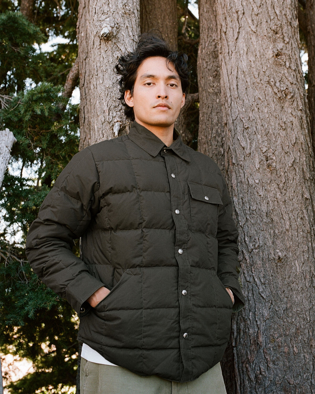 Down Shirt - Dry Wax Cotton - Vintage Black (Dark Brown)