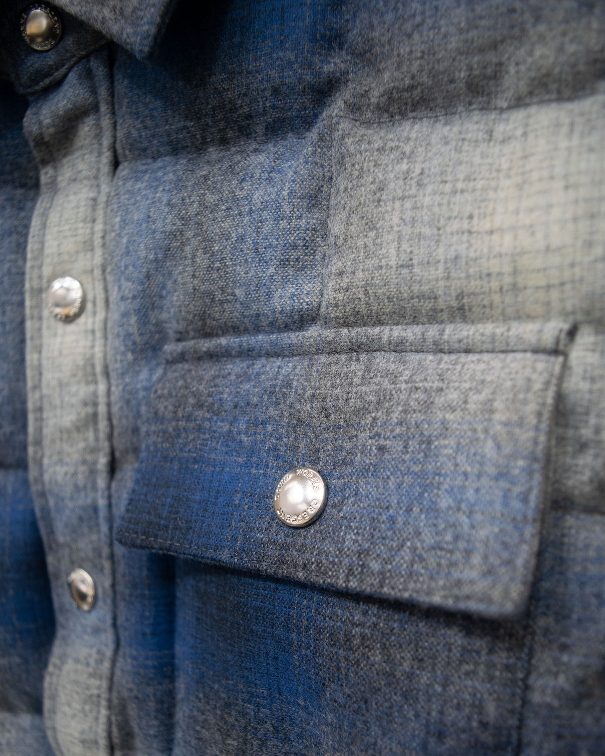 Sample Series | Down Shirt | Wool Plaid Blue Ombre (Second)