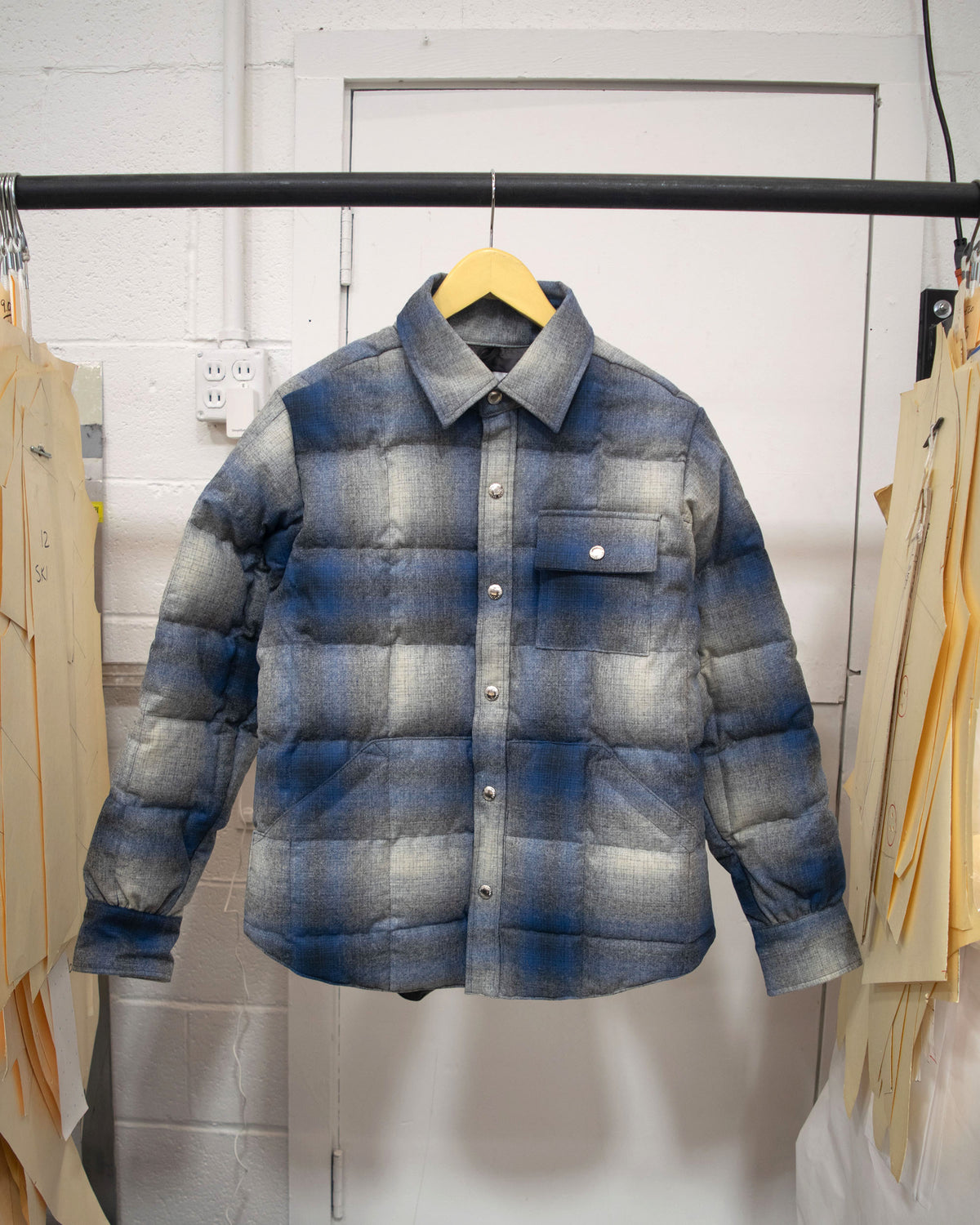 Sample Series | Down Shirt | Wool Plaid Blue Ombre (Second)