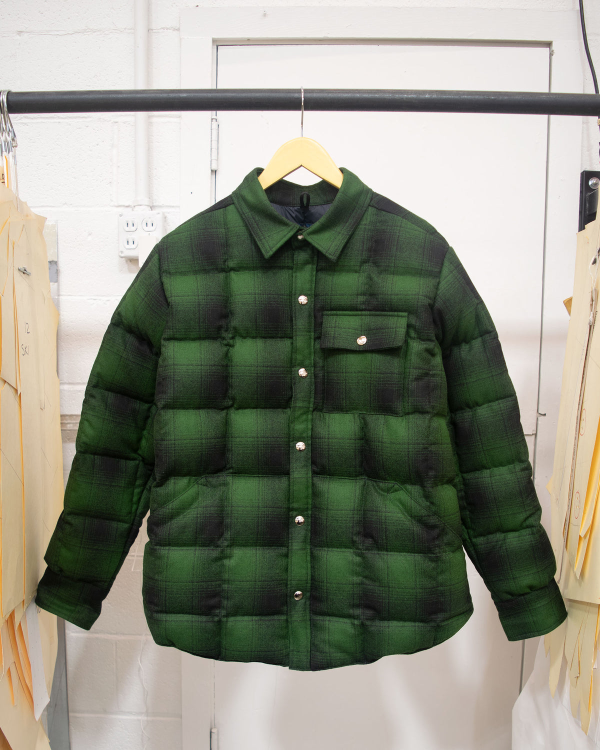 Sample Series | Down Shirt | Wool Plaid Green Ombre