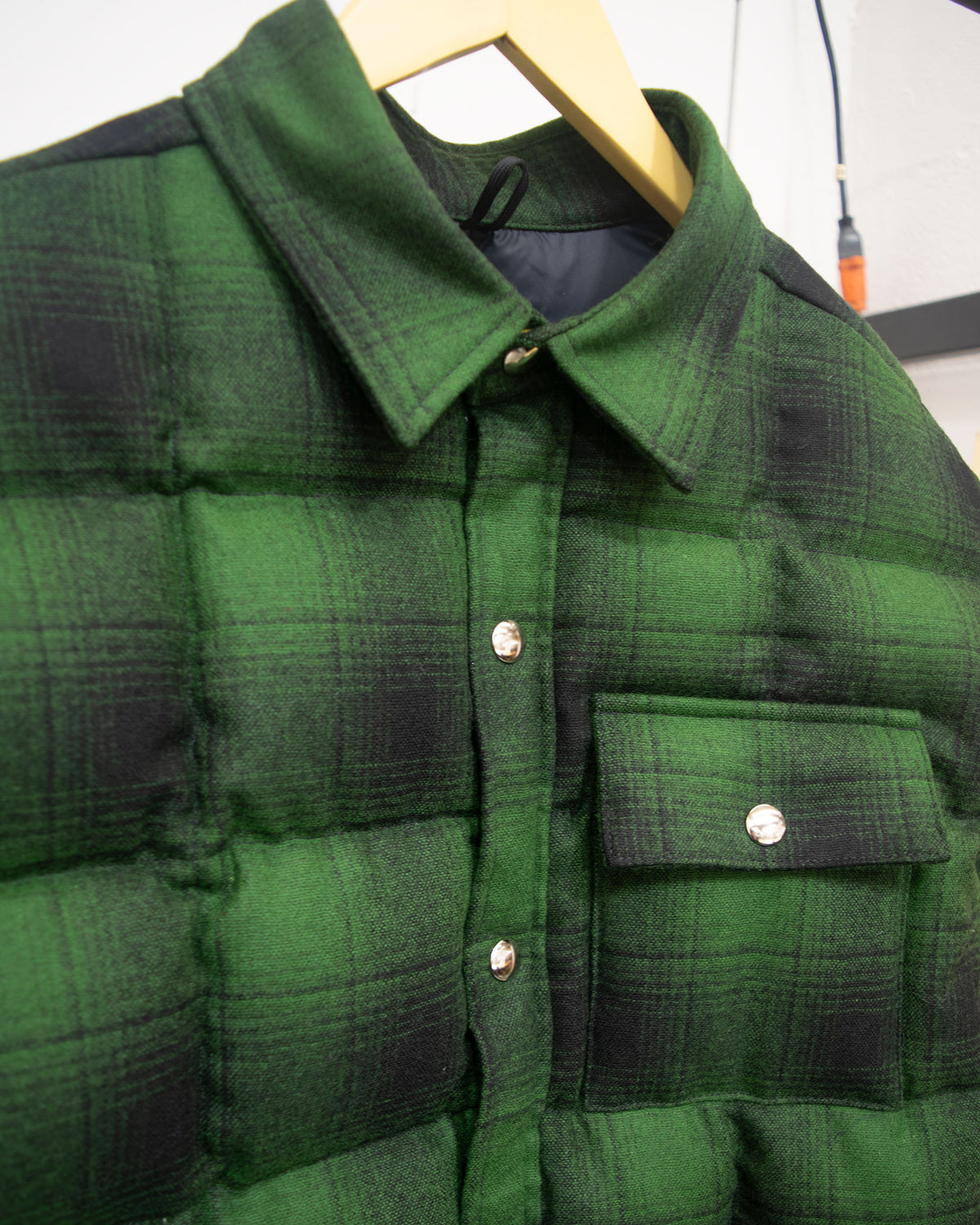 Sample Series | Down Shirt | Wool Plaid Green Ombre