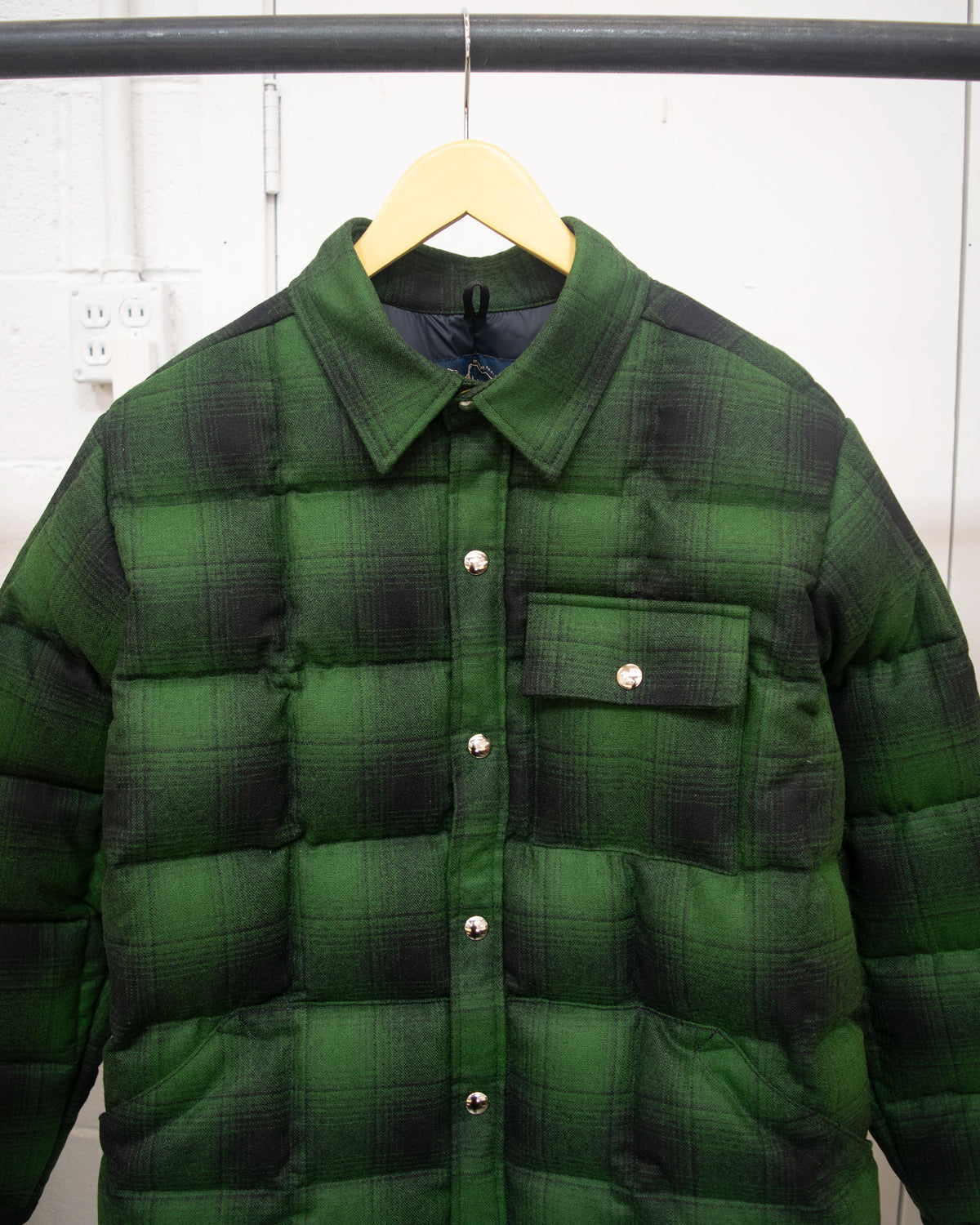 Sample Series | Down Shirt | Wool Plaid Green Ombre