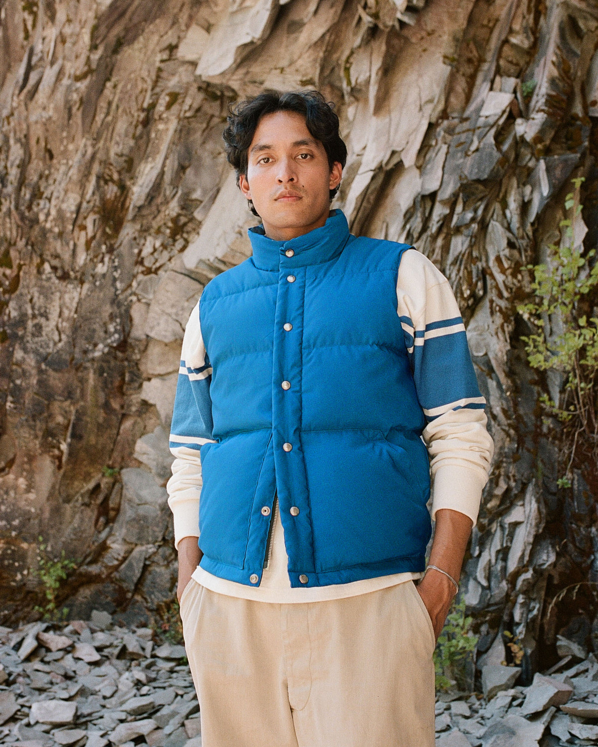 Down Italian Vest - Titan Blue