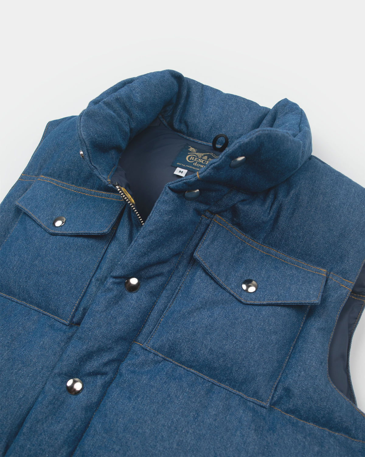 Down Italian Vest - Denim - Indigo Light Wash