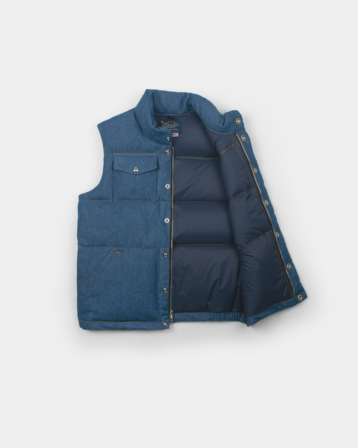 Down Italian Vest - Denim - Indigo Light Wash