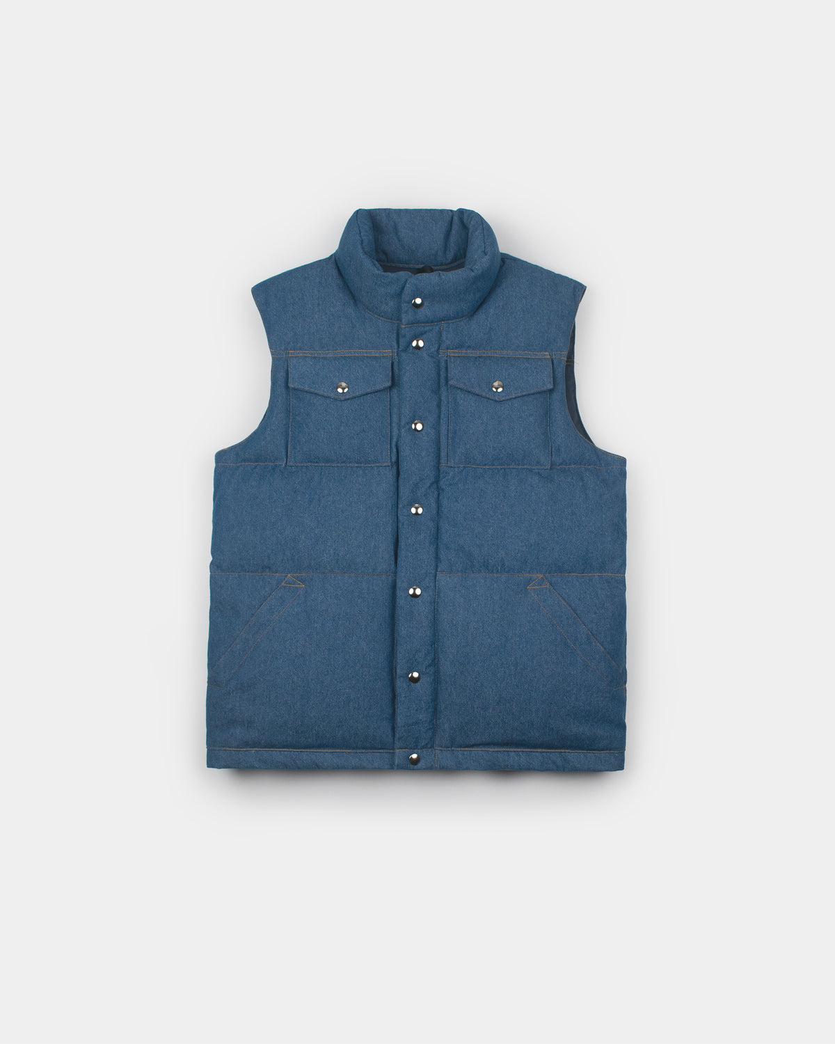 Down Italian Vest - Denim - Indigo Light Wash