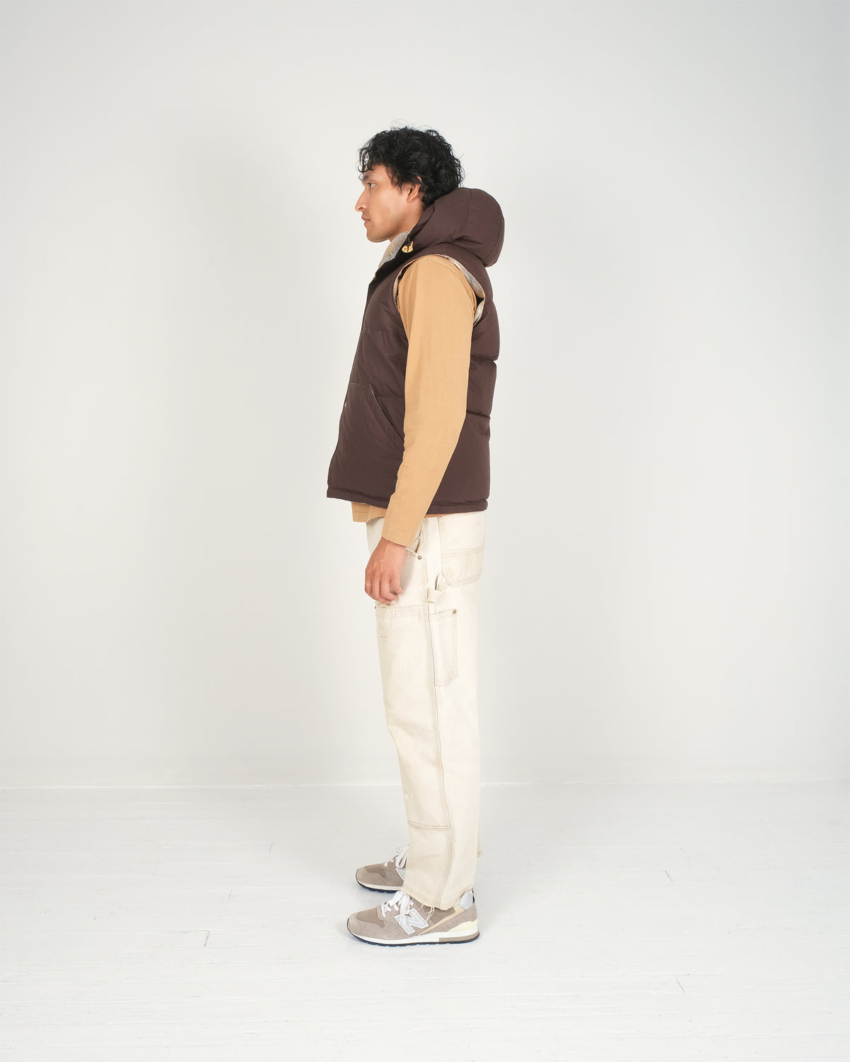 Down Italian Vest - Reversible Wool Flannel & Dry Wax Cotton - Meadow Plaid