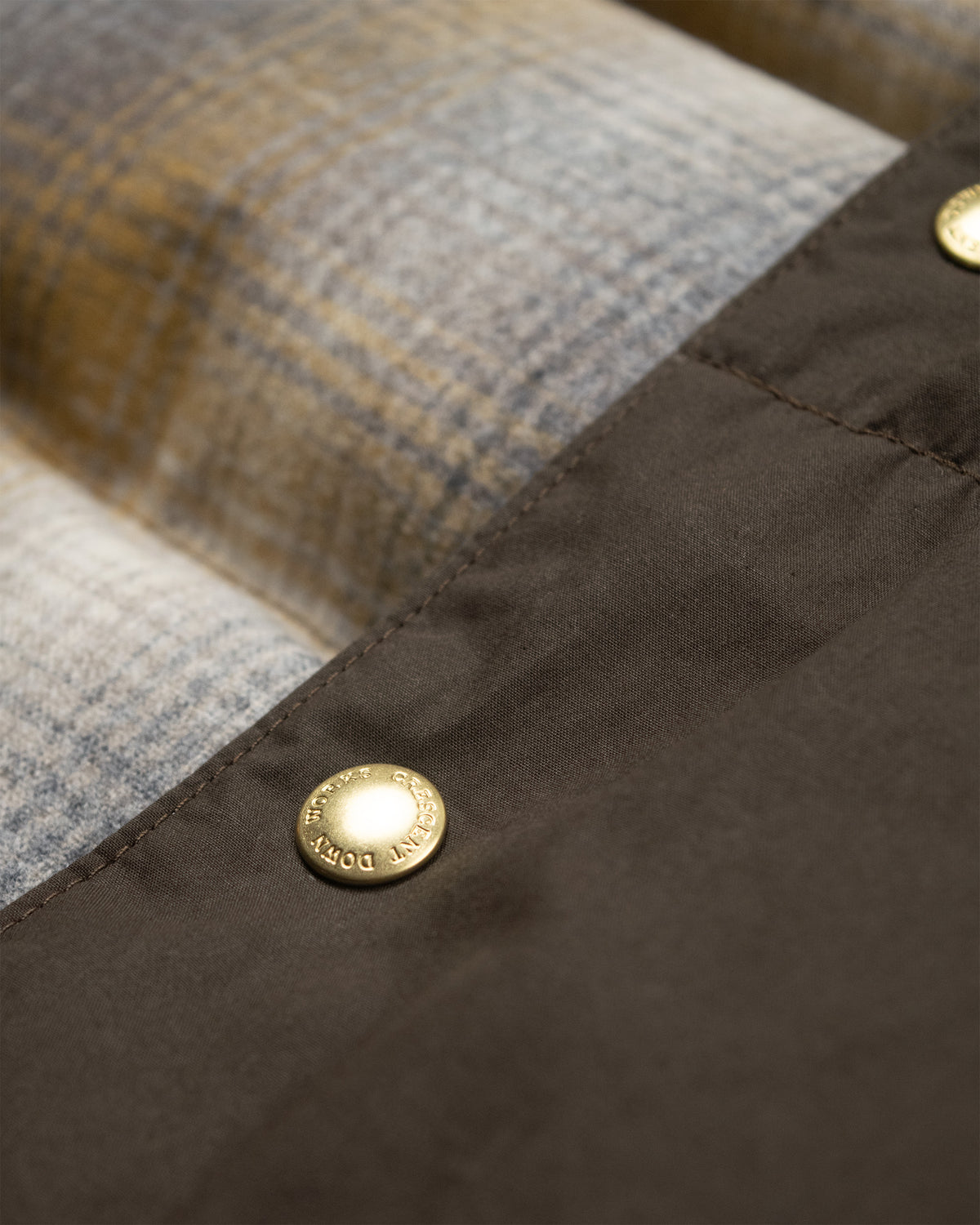 Down Italian Vest - Reversible Wool Flannel & Dry Wax Cotton - Meadow Plaid