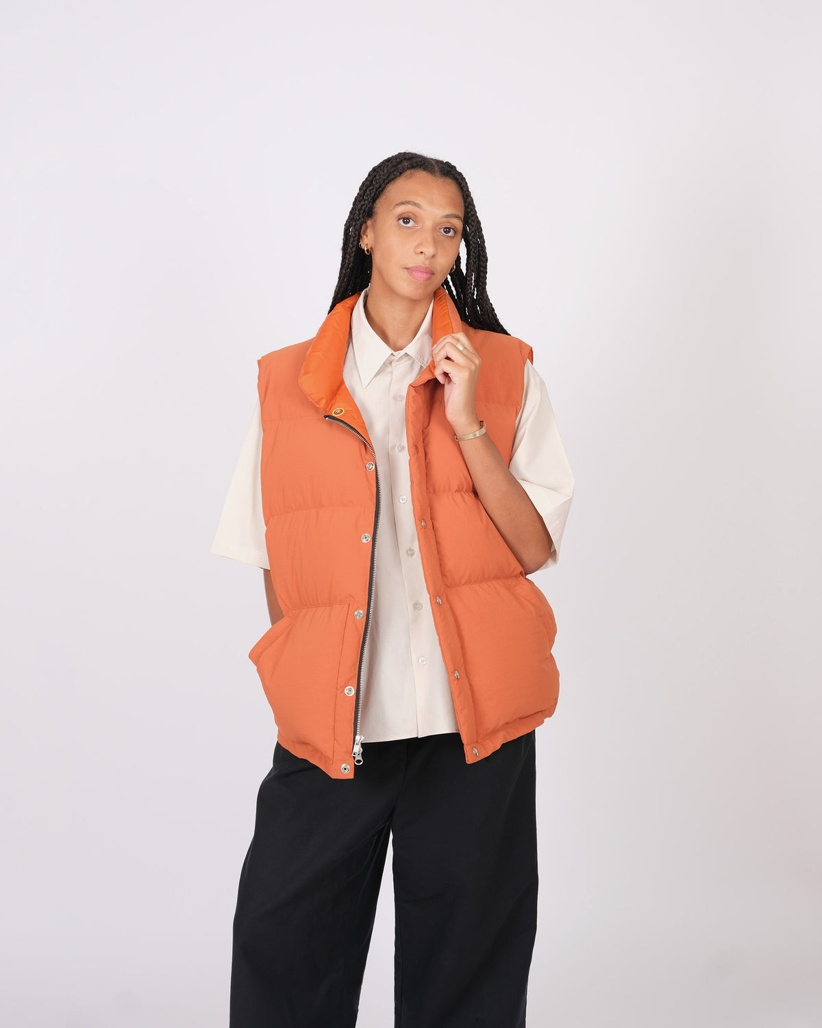 Down Italian Vest - Recycled Ripstop - Orange