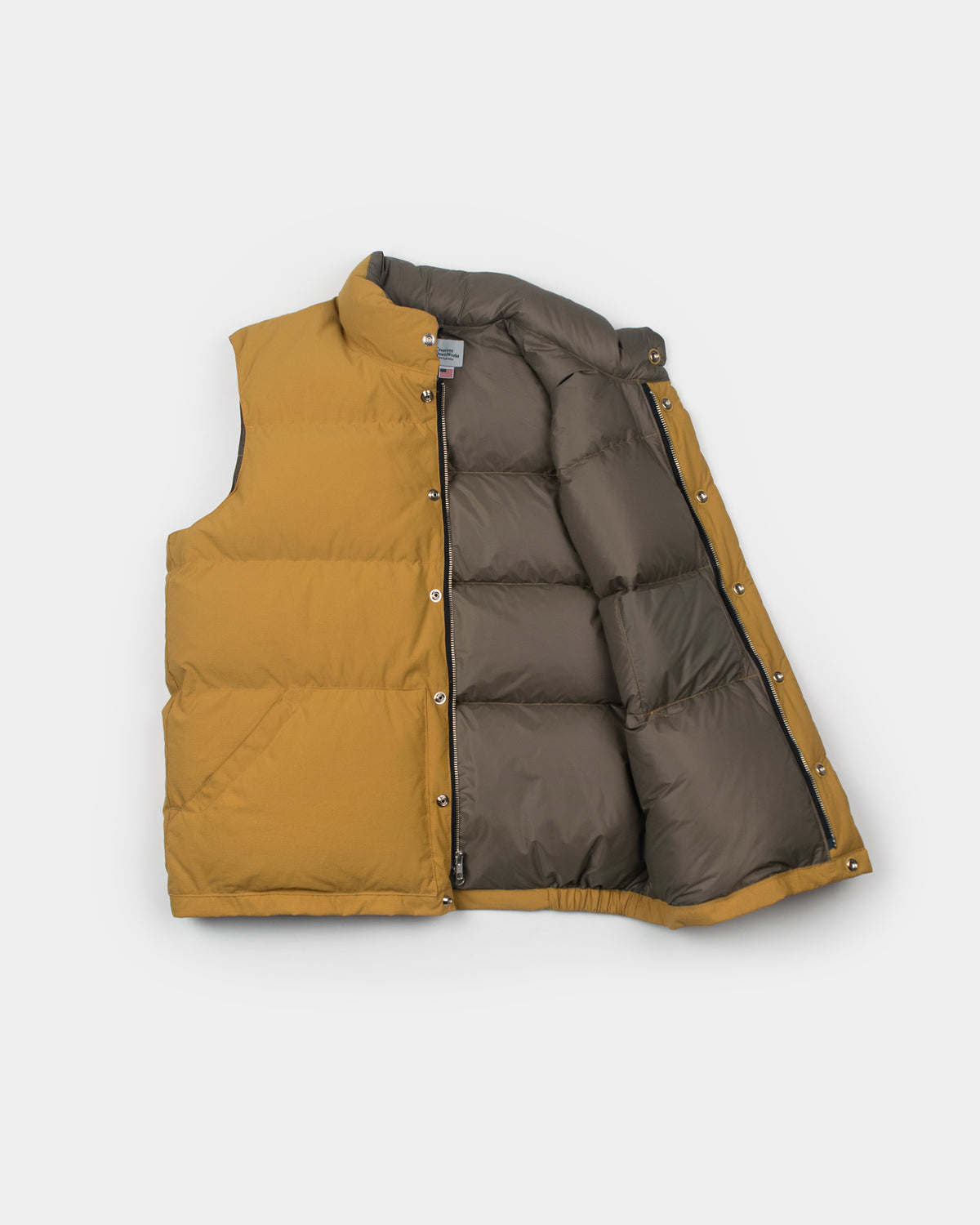 Down Italian Vest - Recycled Ripstop - Mustard