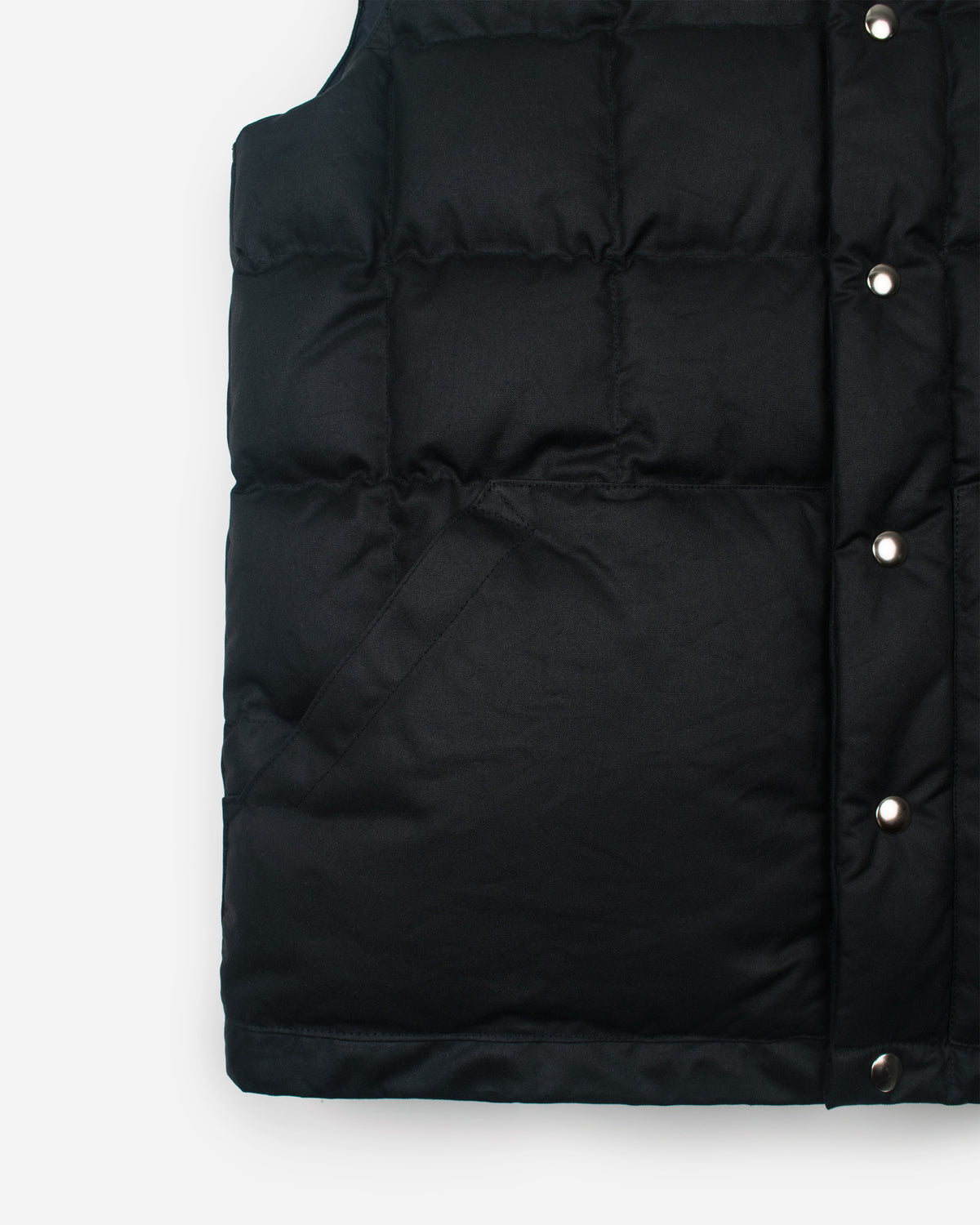 Italian Vest – Square Quilted Wax Cotton - Black