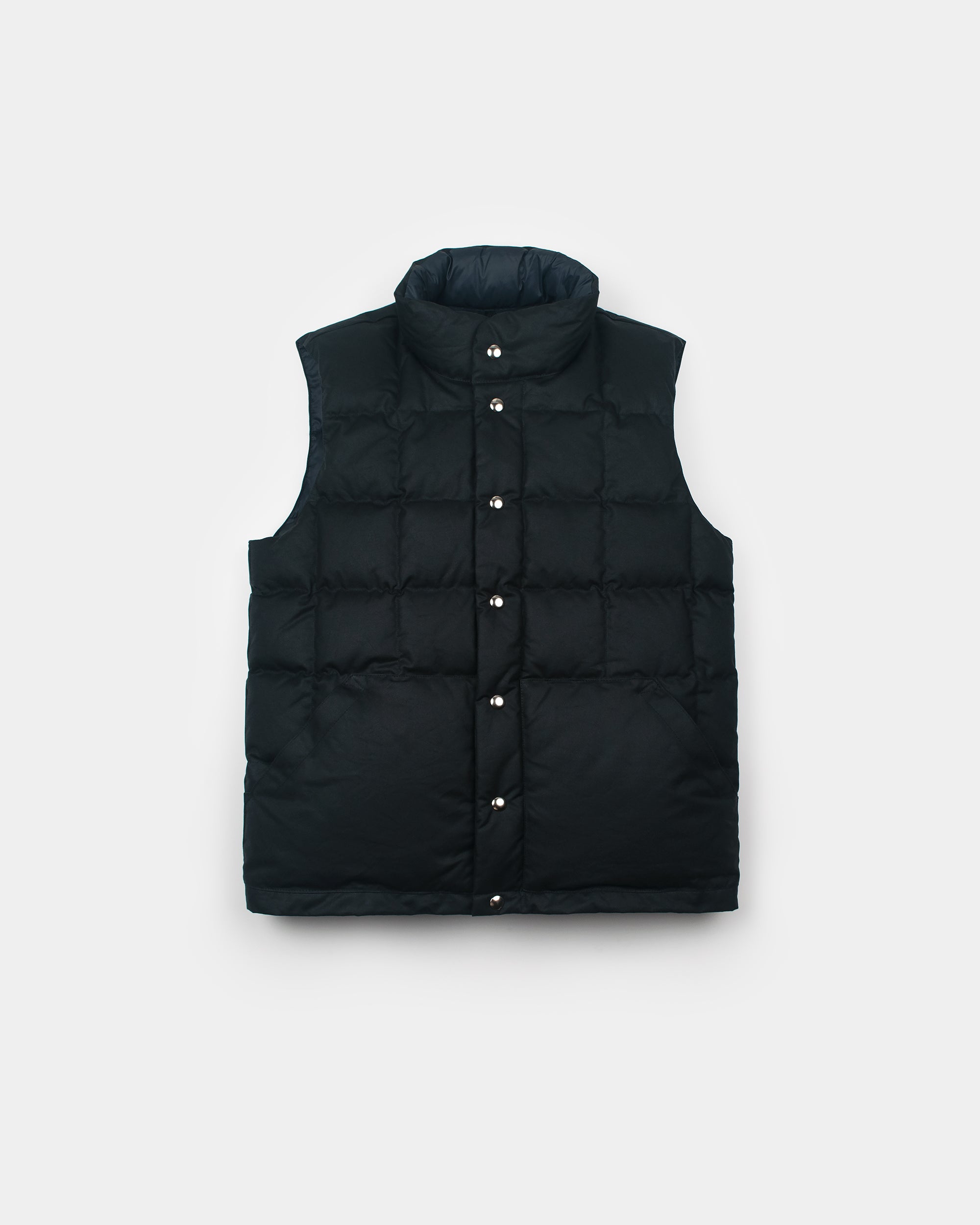 Italian Vest – Square Quilted Wax Cotton - Black