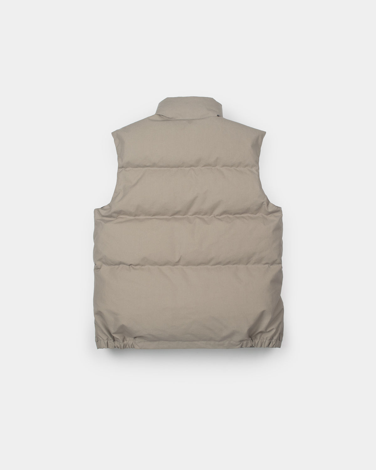 Stone down italian vest in dry wax cotton with horizontal stitching and high collar for lightweight warmth