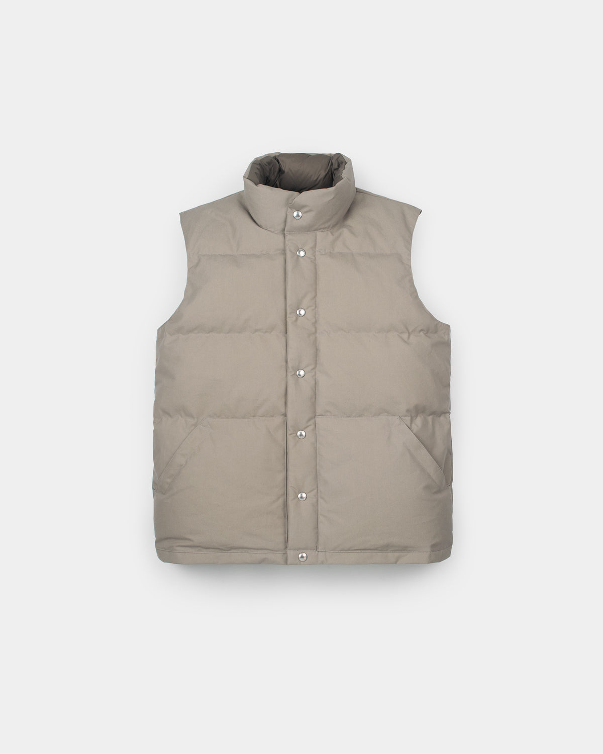 Stone quilted down italian vest in dry wax cotton with high collar and silver buttons 
