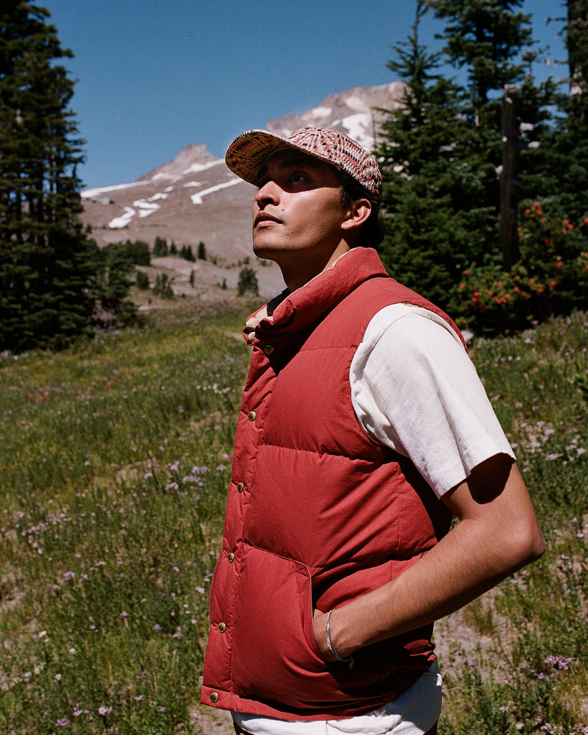 Down Italian Vest - Dry Wax Cotton - Paddington Red