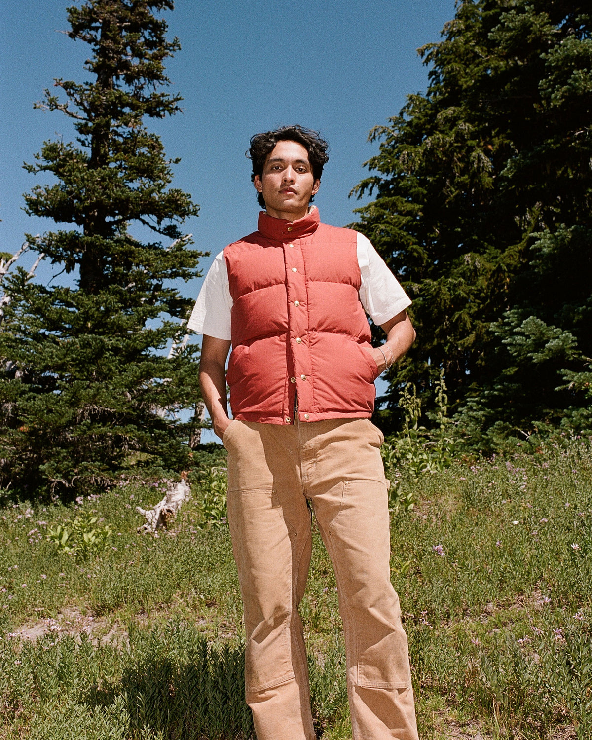 Down Italian Vest - Dry Wax Cotton - Paddington Red