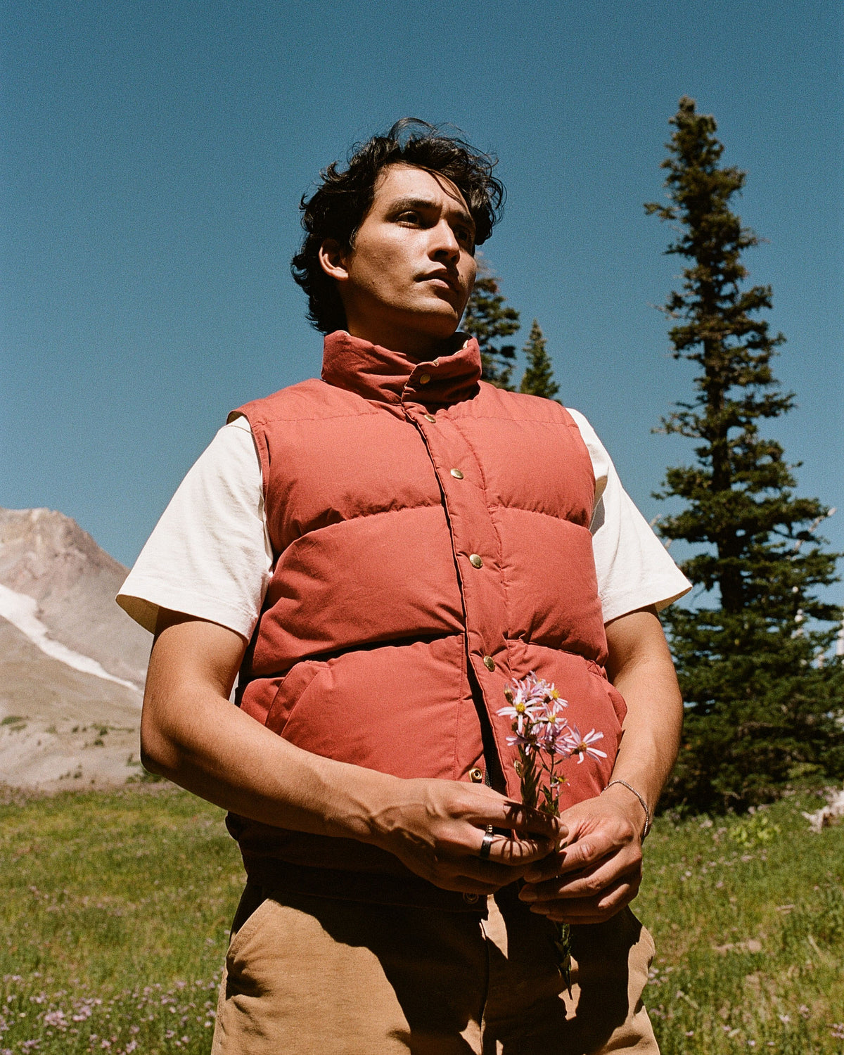 Down Italian Vest - Dry Wax Cotton - Paddington Red