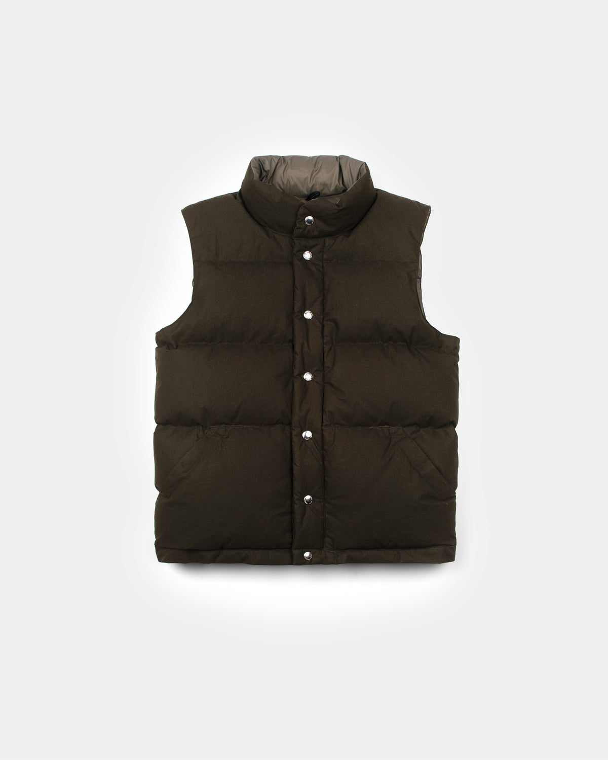 Down Italian Vest - Dry Wax Cotton - Vintage Black (Dark Brown)