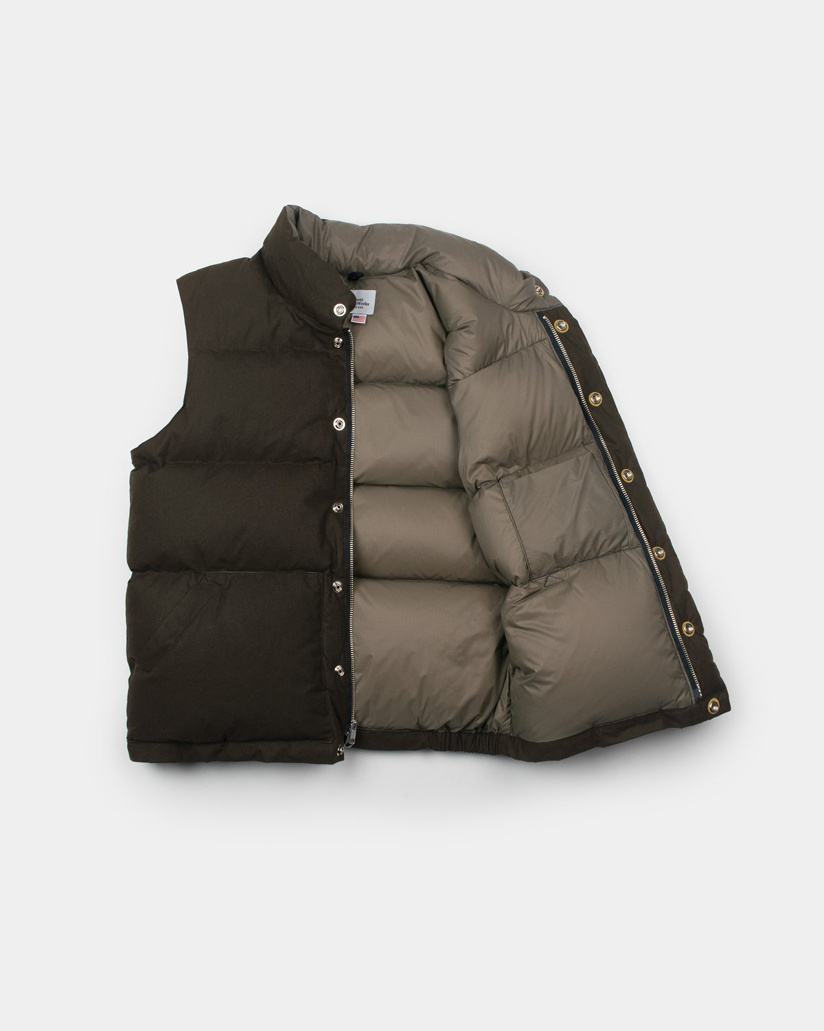 Down Italian Vest - Dry Wax Cotton - Vintage Black (Dark Brown)