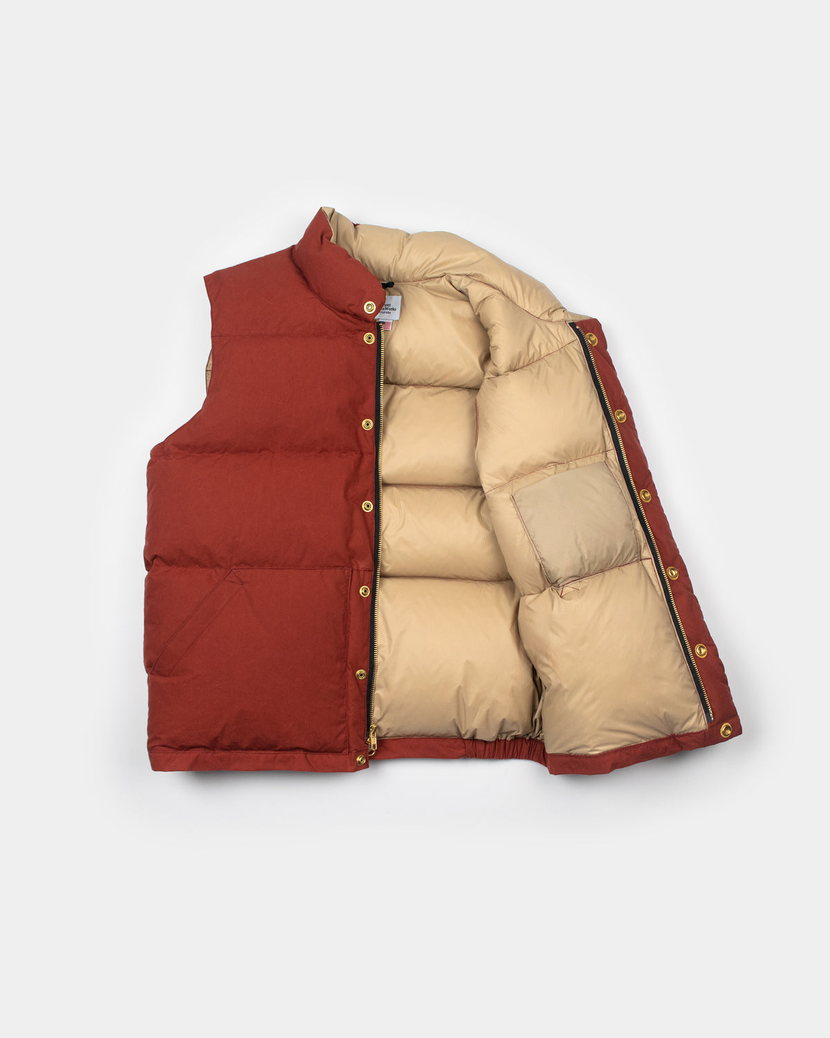 Down Italian Vest - Dry Wax Cotton - Paddington Red
