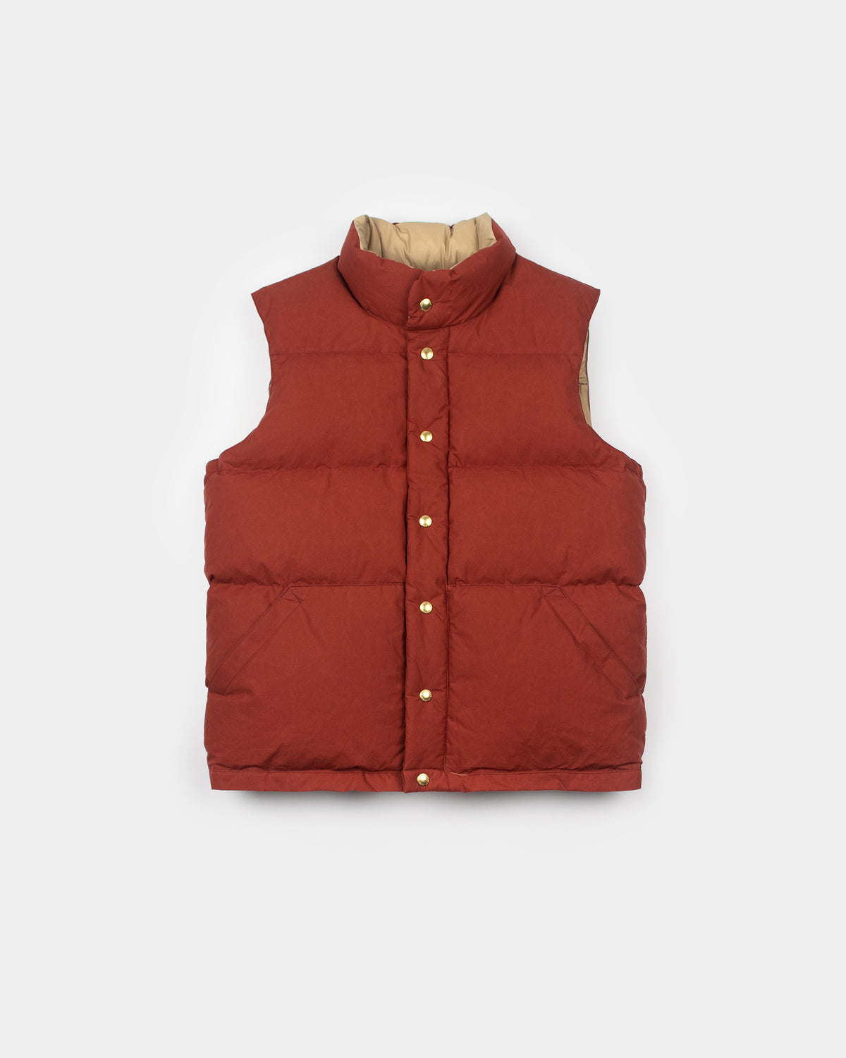 Down Italian Vest - Dry Wax Cotton - Paddington Red