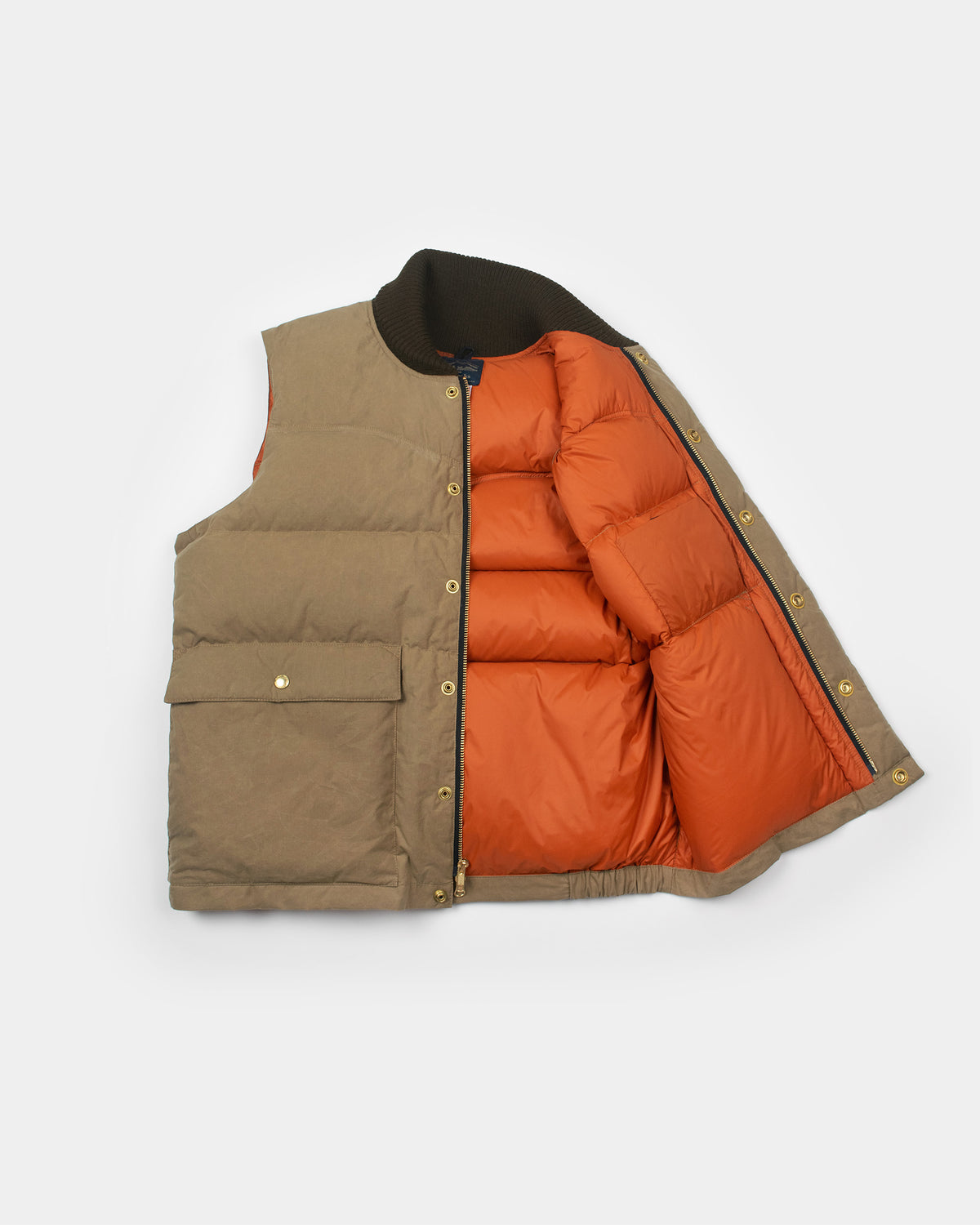 Italian Vest – Dry Wax Cotton - Golden Khaki &amp; Brown