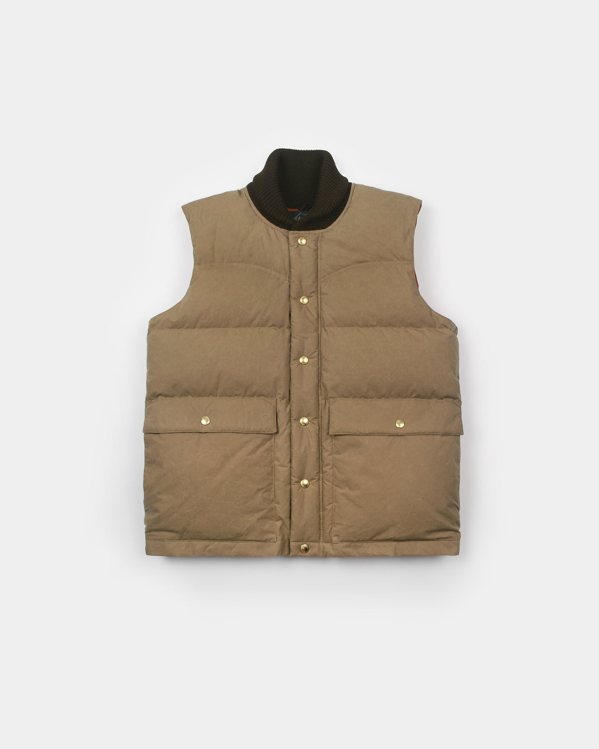 Italian Vest – Dry Wax Cotton - Golden Khaki &amp; Brown