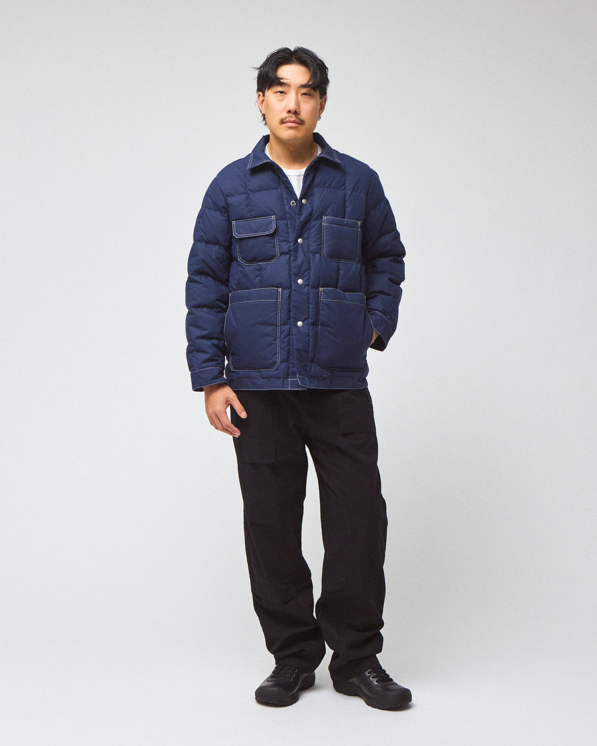 Down Chore Coat - Dry Wax Cotton - Navy