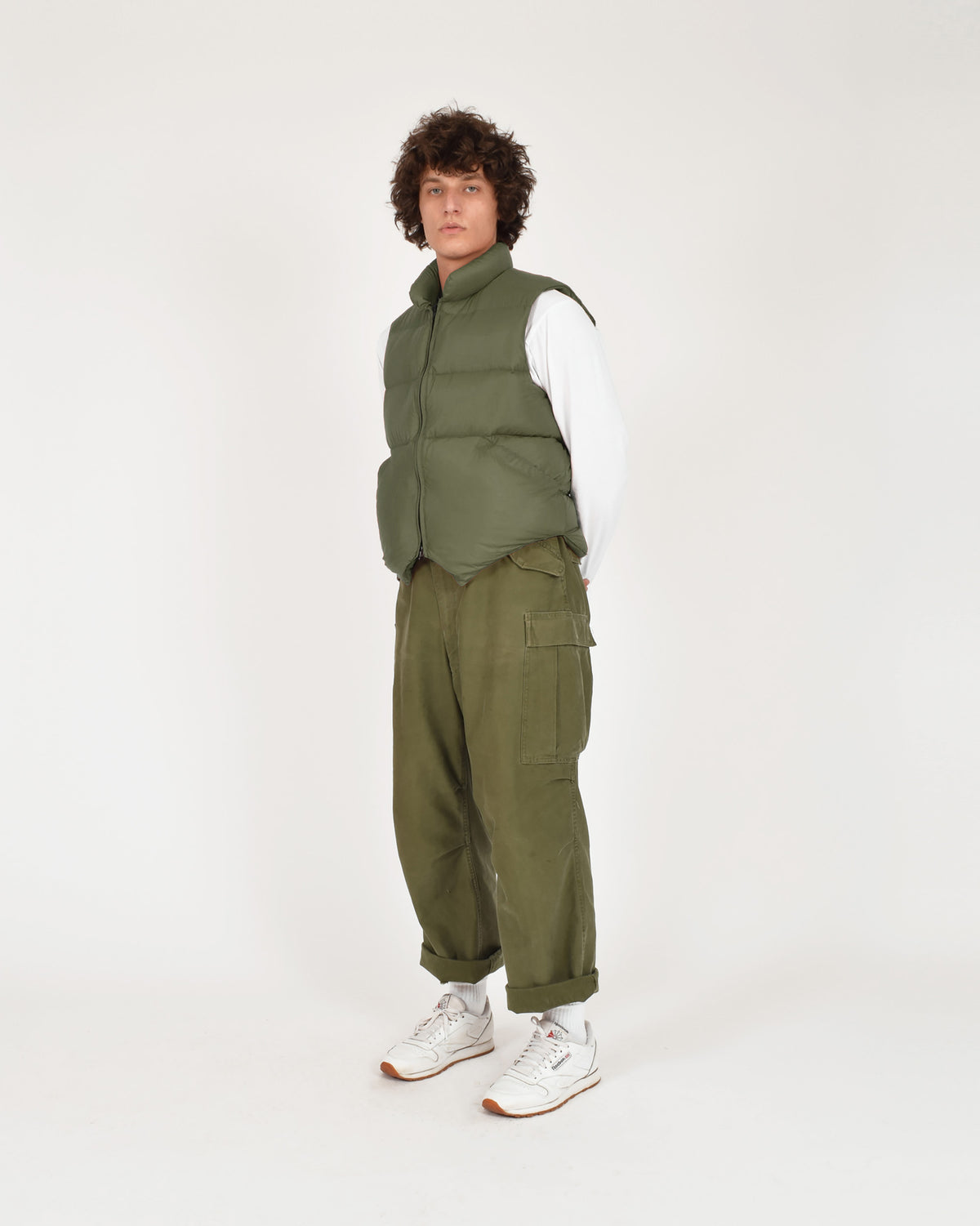 Olive green quilted puffer vest north by northwest with streakfree nylon fabric for lightweight warmth