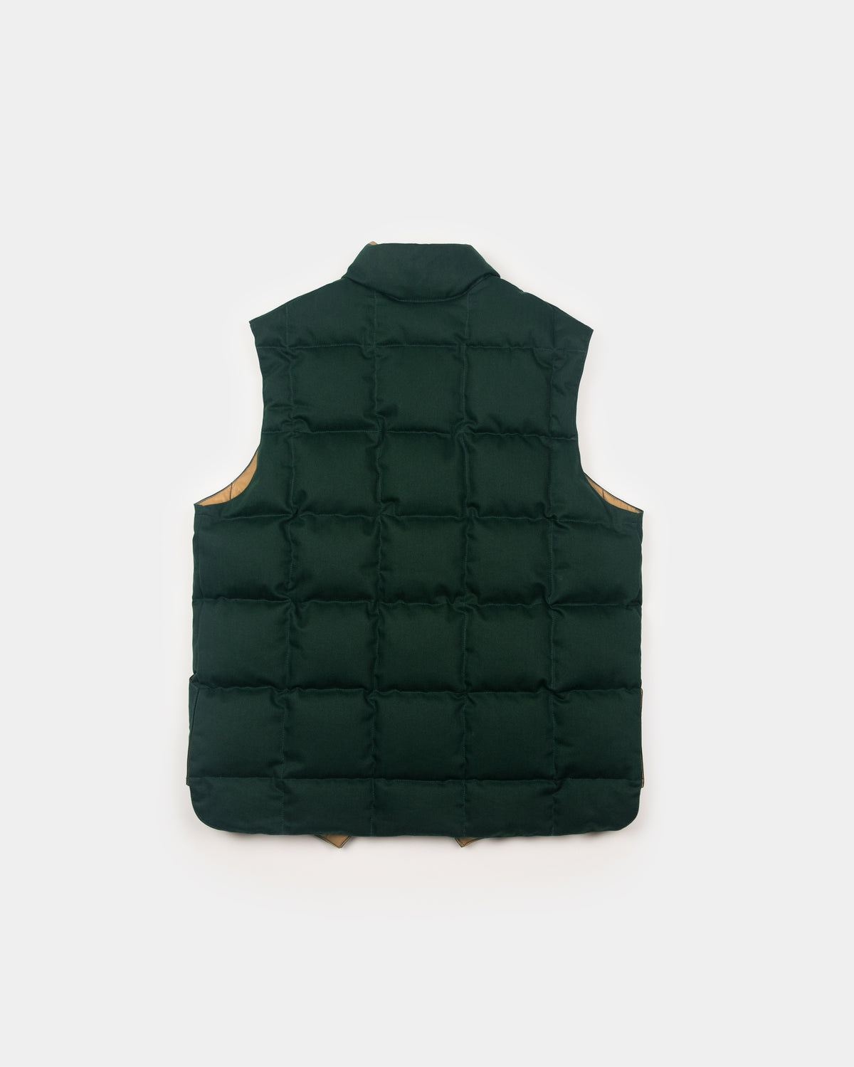 North by Northwest Vest - Box Quilt Waxed Cotton - Forest Herringbone