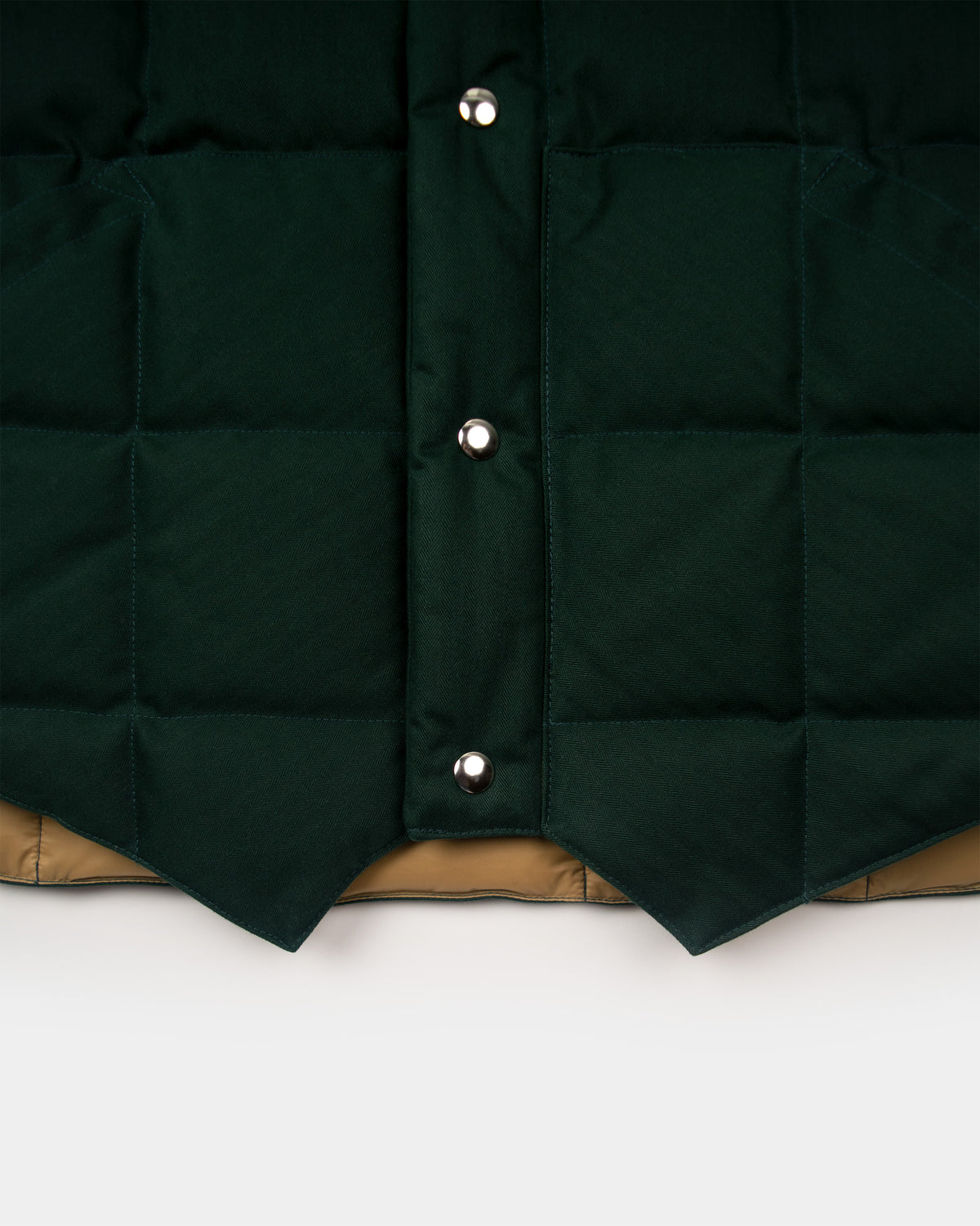 North by Northwest Vest - Box Quilt Waxed Cotton - Forest Herringbone