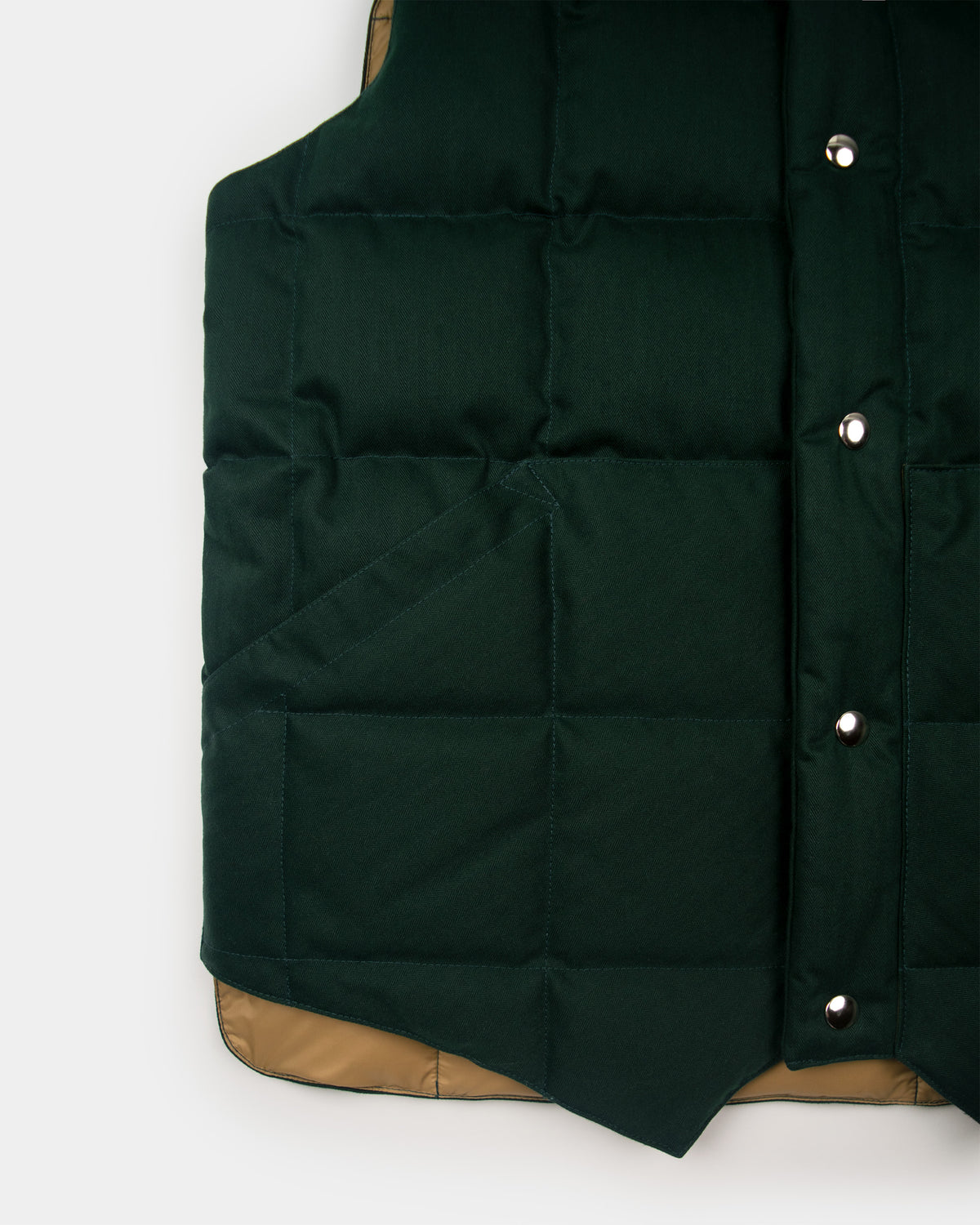 North by Northwest Vest - Box Quilt Waxed Cotton - Forest Herringbone