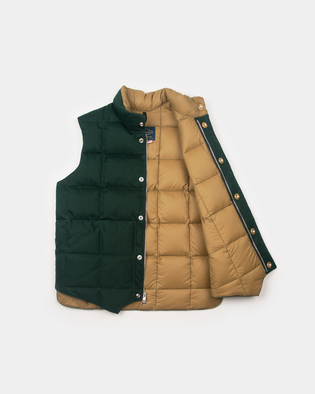 North by Northwest Vest - Box Quilt Waxed Cotton - Forest Herringbone (PRE-ORDER)