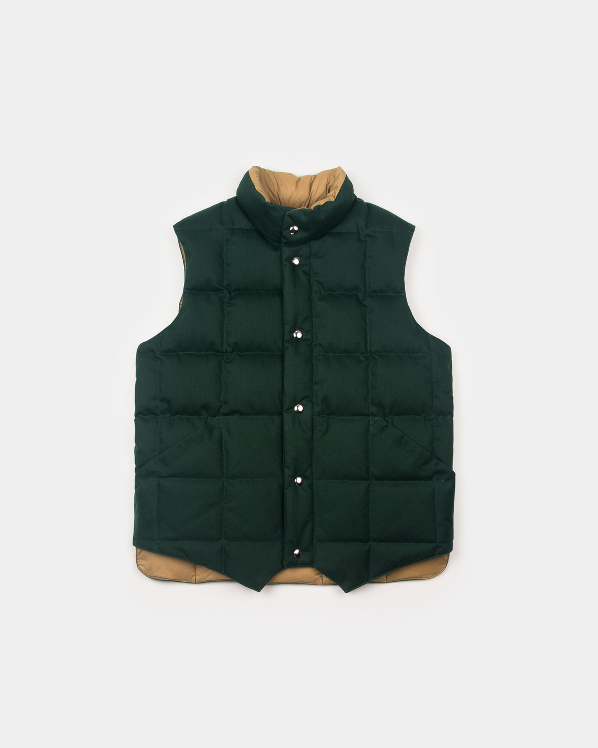 North by Northwest Vest - Box Quilt Waxed Cotton - Forest Herringbone