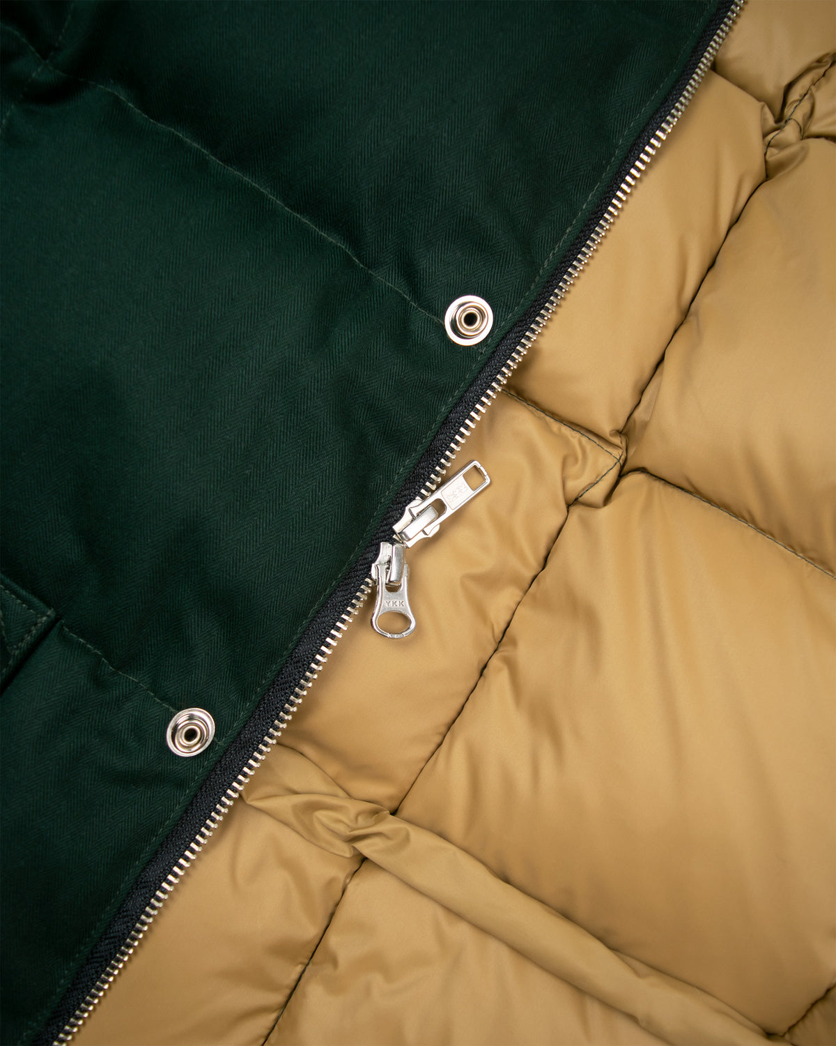 Classico Down Parka - Box Quilt Waxed Cotton - Forest Herringbone