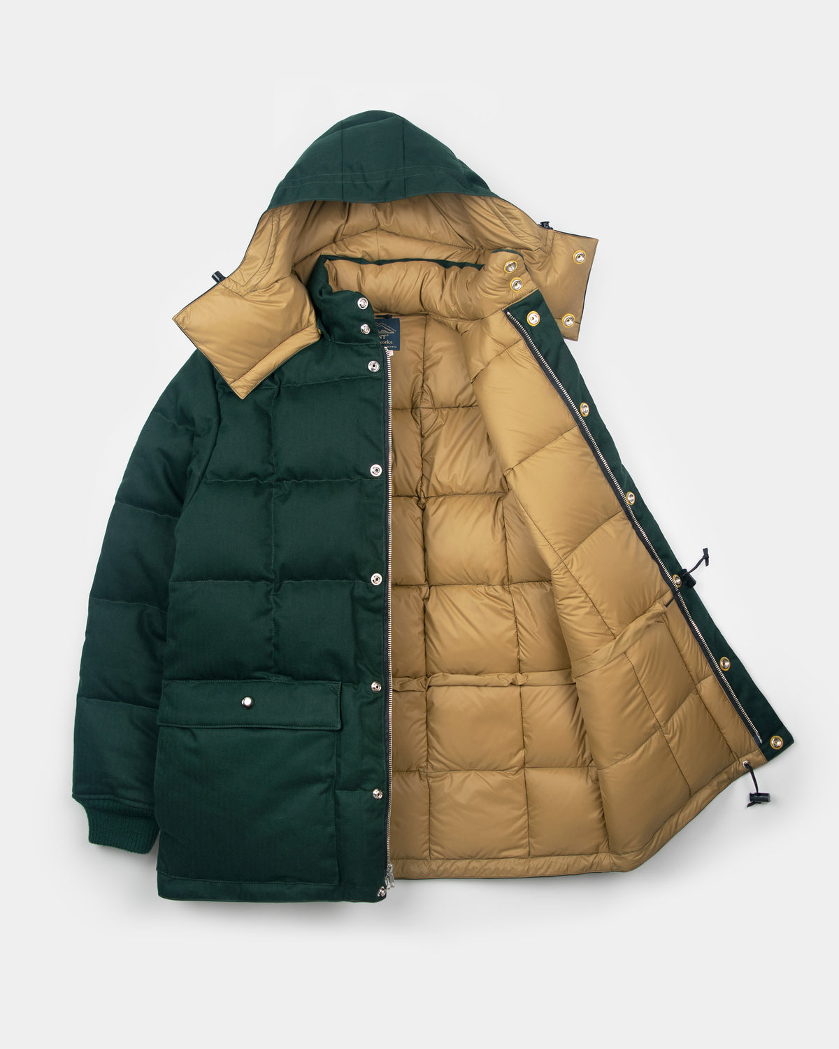 Classico Down Parka - Box Quilt Waxed Cotton - Forest Herringbone