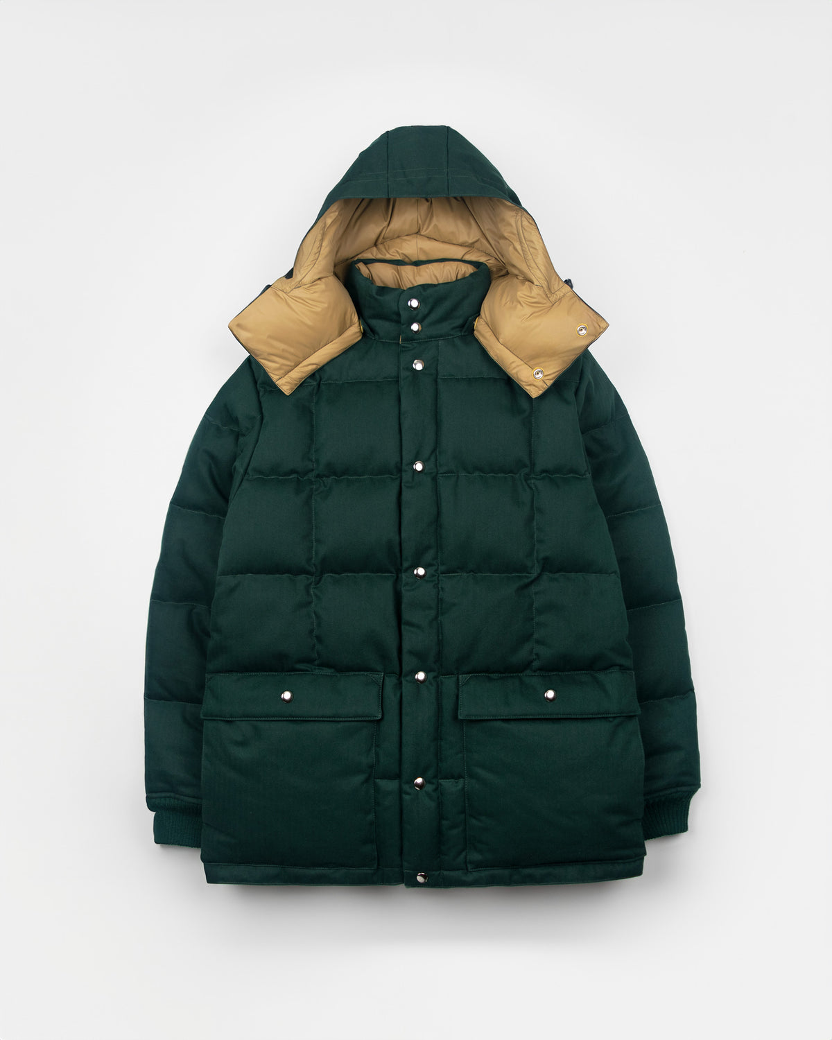 Classico Down Parka - Box Quilt Waxed Cotton - Forest Herringbone