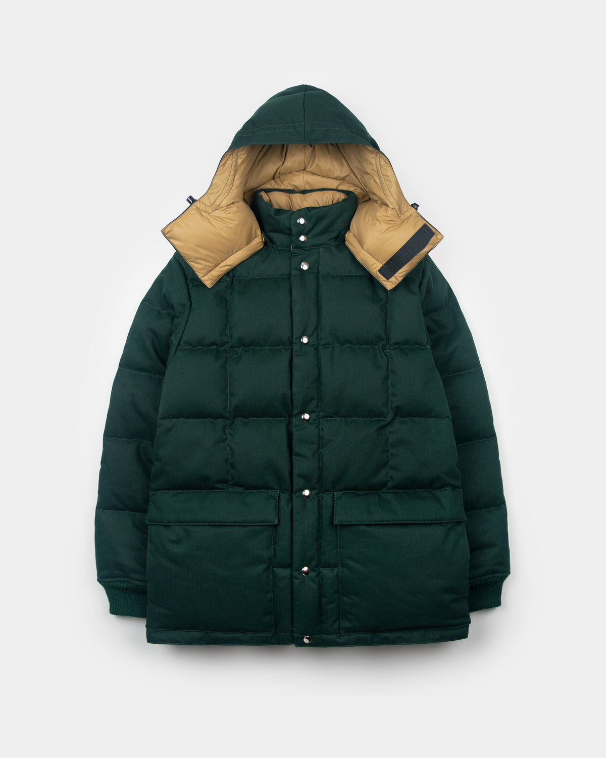 Classico Down Parka - Box Quilt Waxed Cotton - Forest Herringbone (PRE-ORDER)