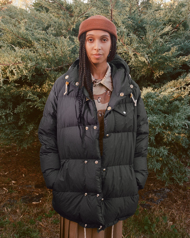 1980 Female Model wearing a Black Italian Parka