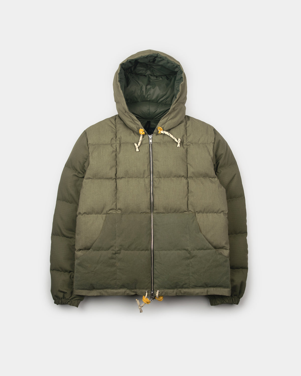 Hooded Sweatshirt - Army Surplus &amp; Corduroy - Patchwork Olive