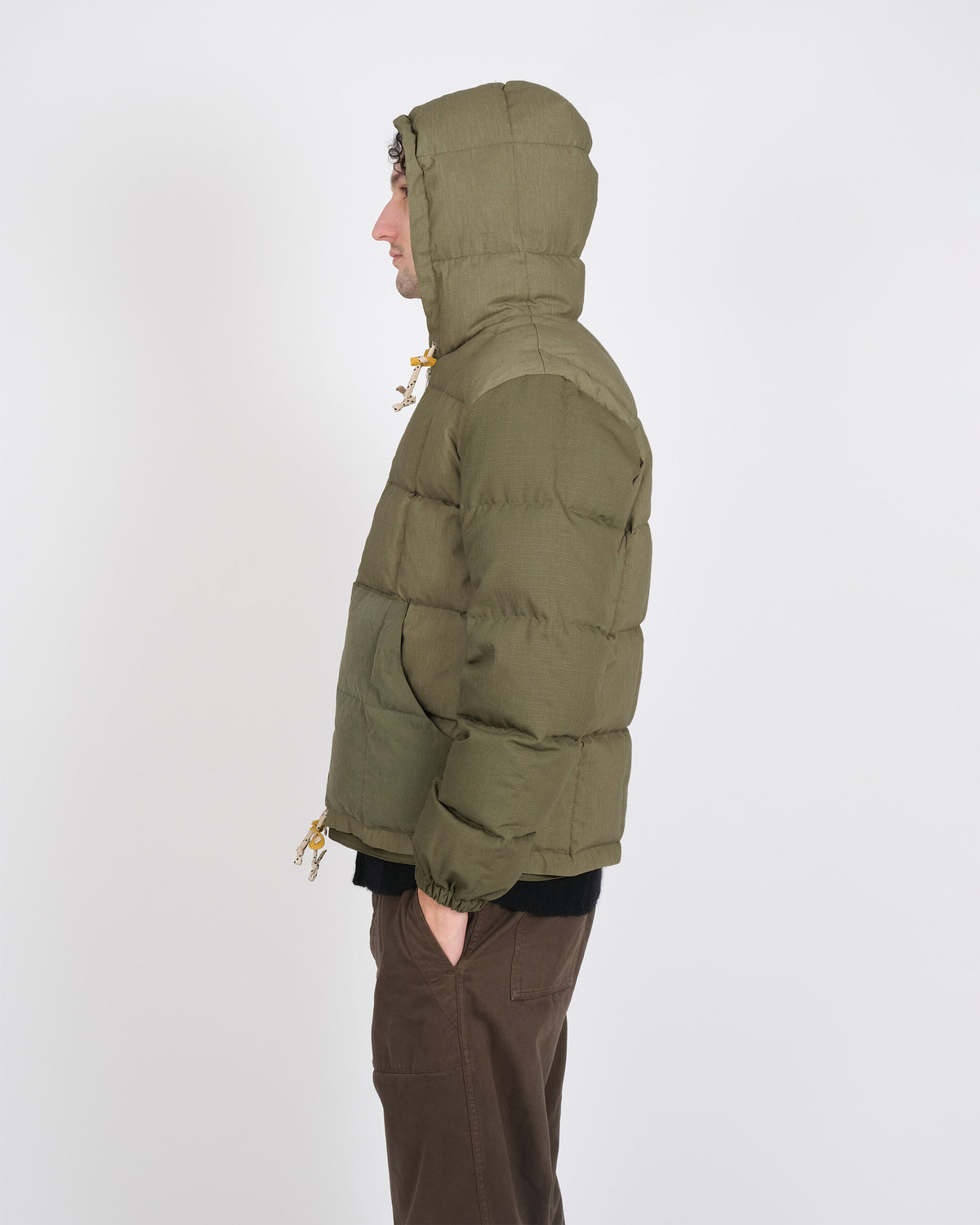 Hooded Sweatshirt - Army Surplus &amp; Corduroy - Patchwork Olive