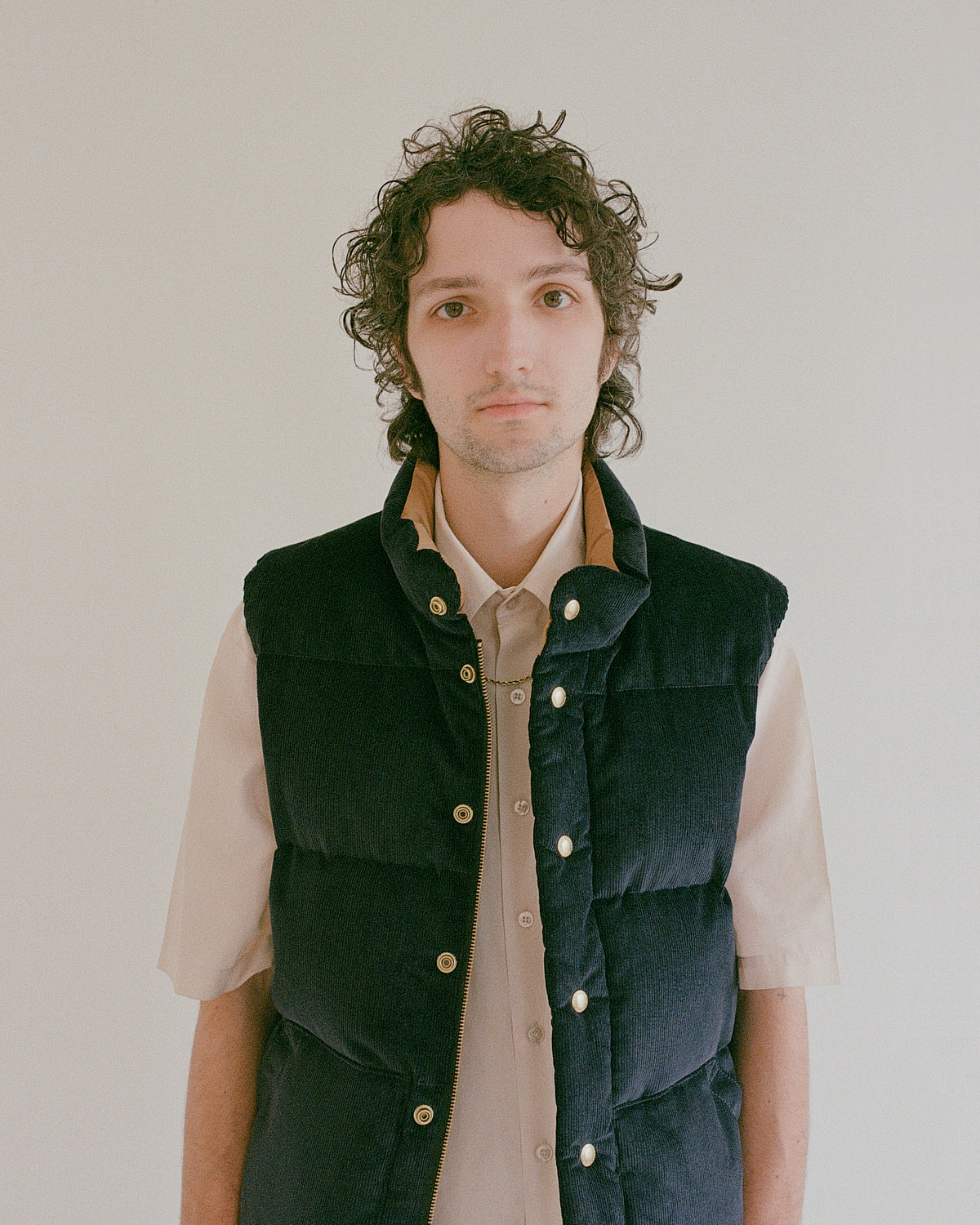 Down Italian Vest - Corduroy - Navy