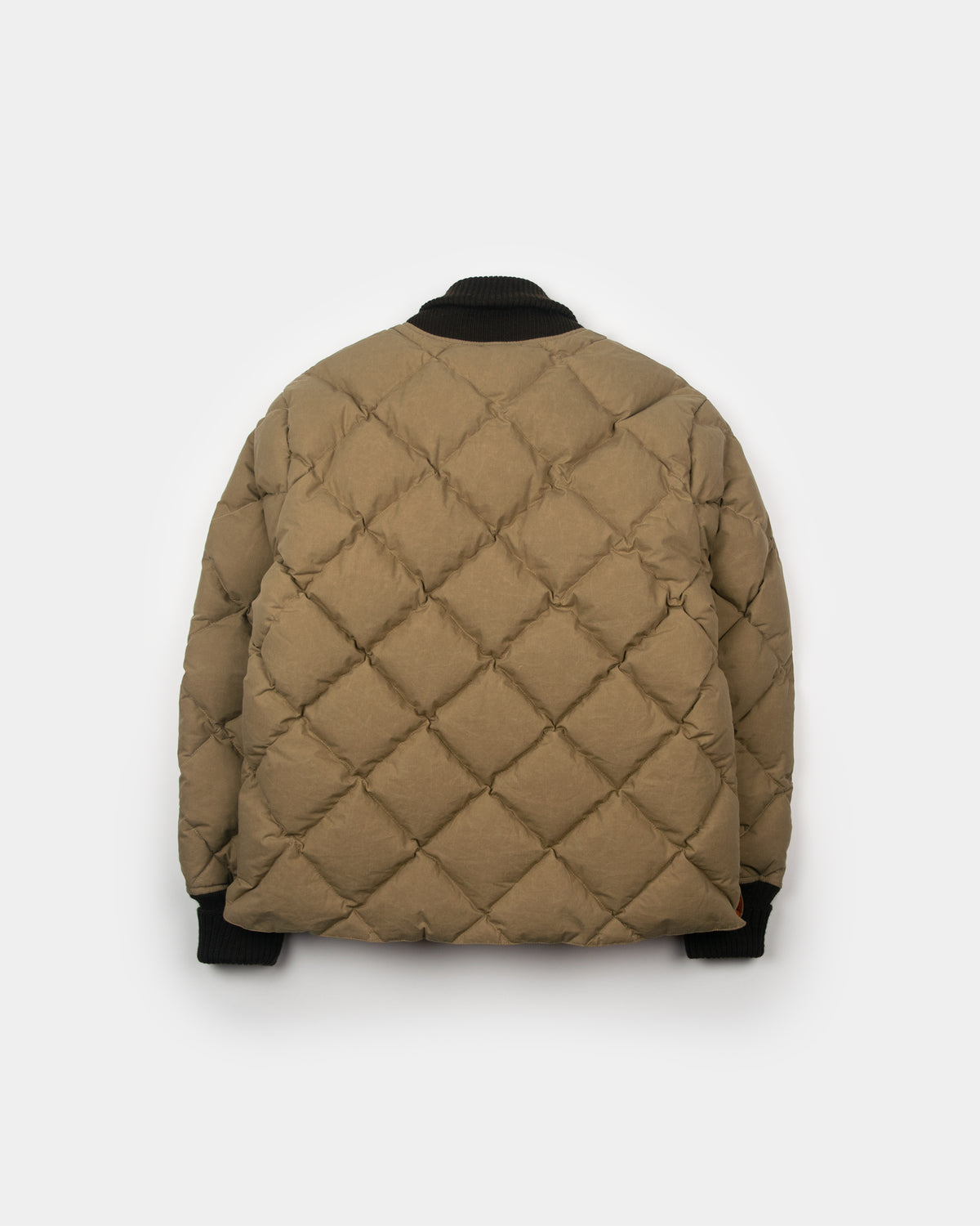 Diagonal Quilted Sweater - Dry Wax Cotton - Golden Khaki &amp; Rust